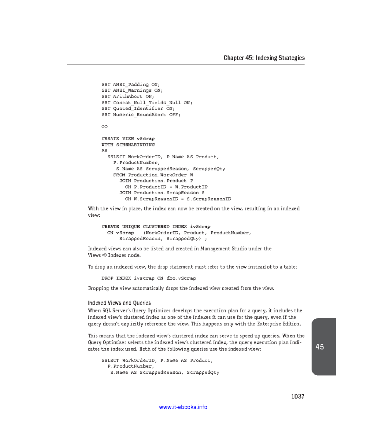 Sql server (108) - 1037 Chapter 45: Indexing Strategies 45 SET ANSI ...