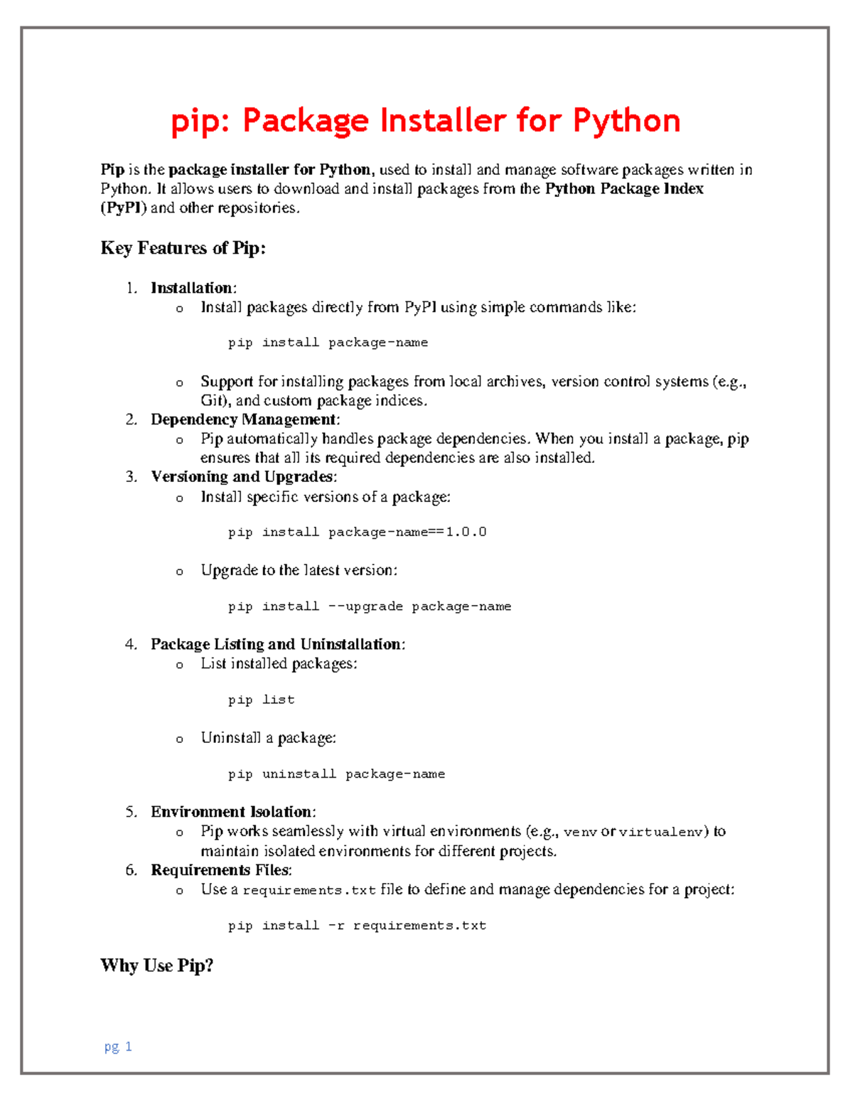 PIP 101: Introduction to Python Package Installer (Lab 1) - Studocu