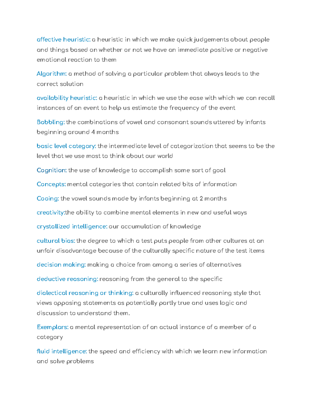 Psychology 101: Ch 8 Week 6 Key Terms and Concepts - Studocu