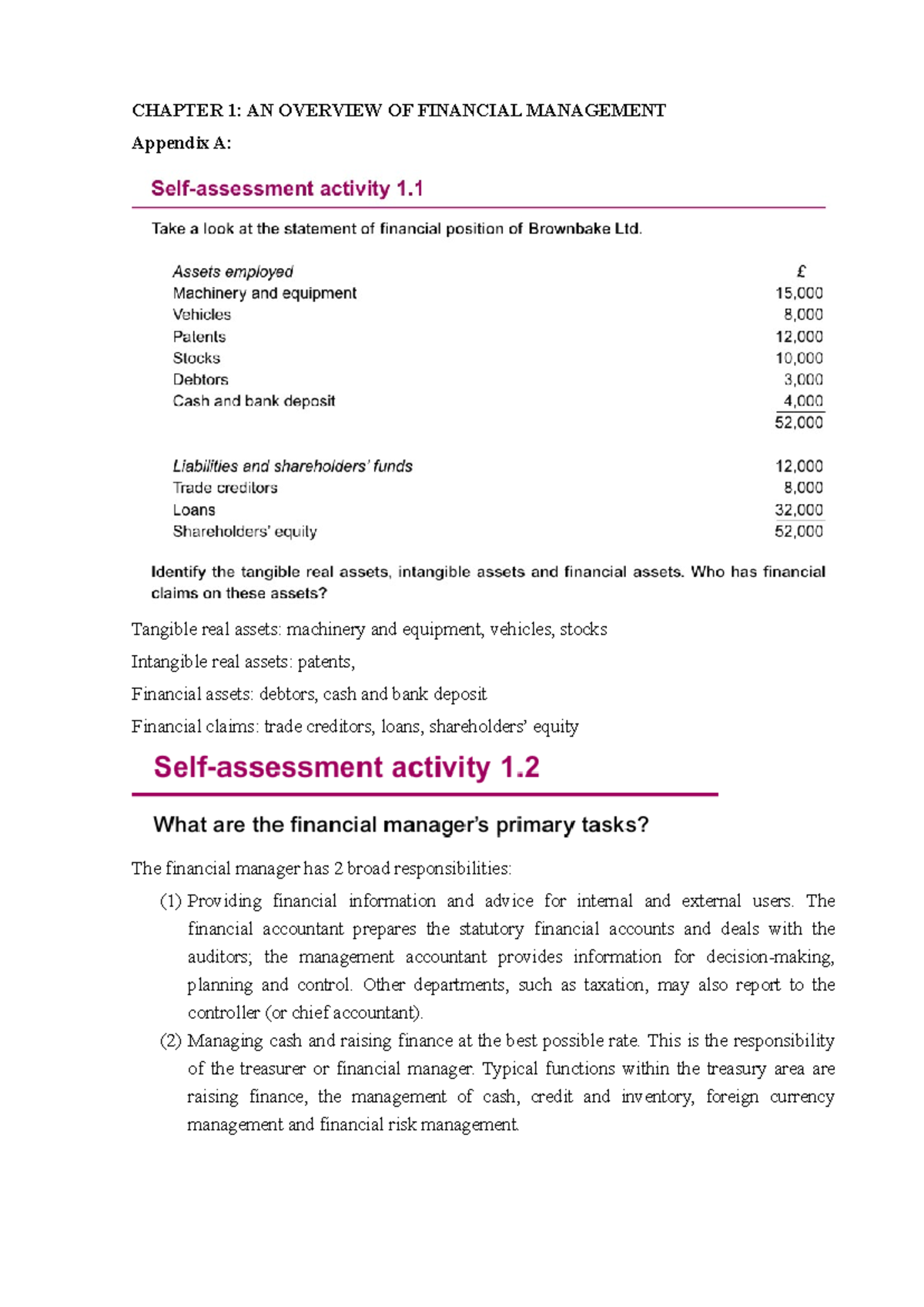 Chapter 1 - assignments - CHAPTER 1: AN OVERVIEW OF FINANCIAL ...