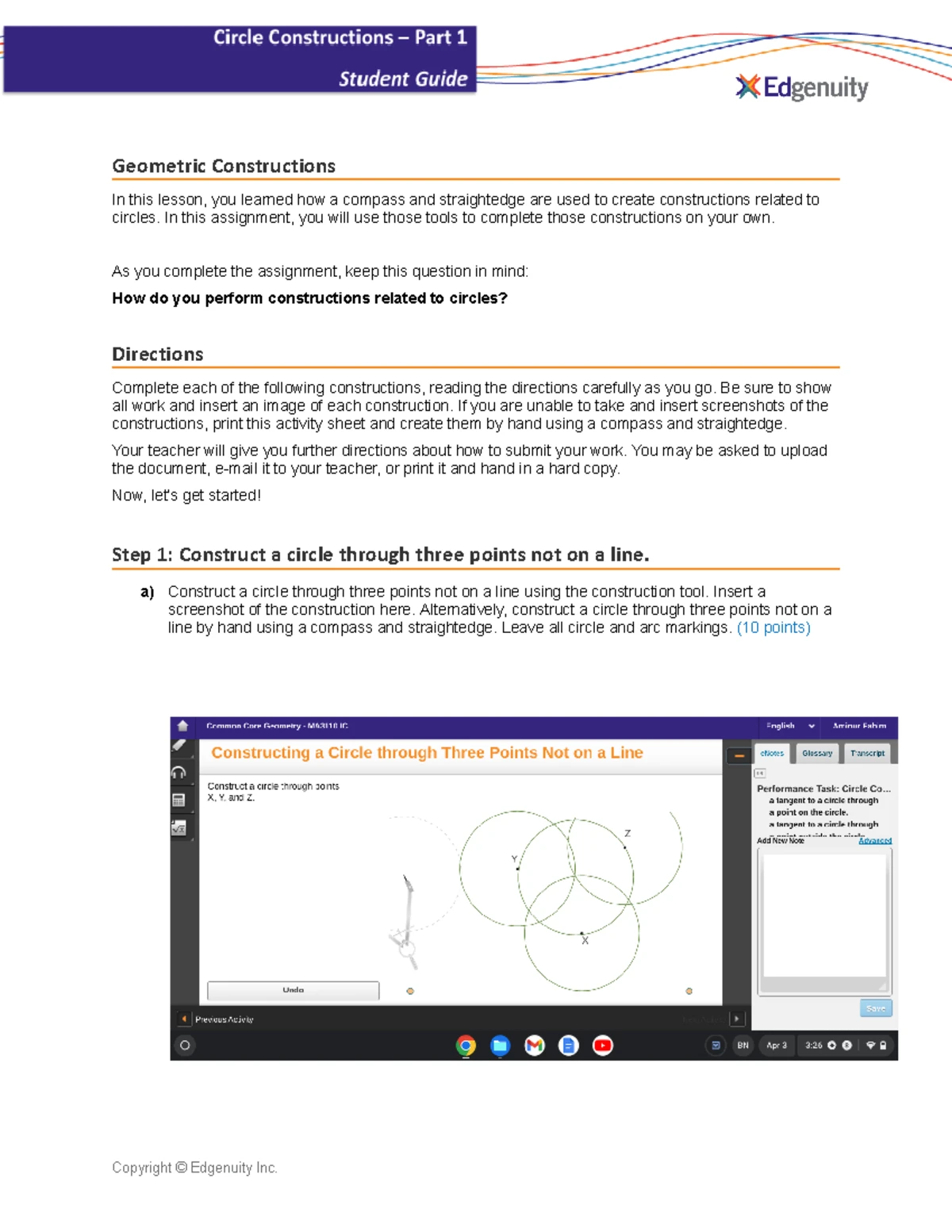 Circle Constructions - Student Guide - Part 2 - Geometric Constructions ...