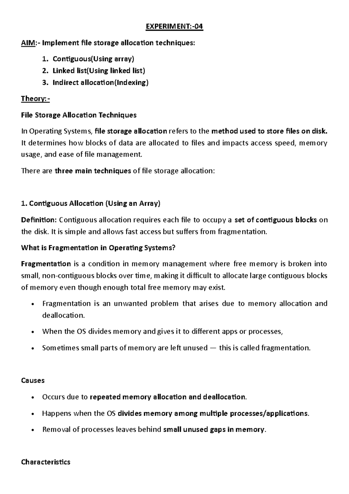 OS 4: File Storage Allocation Techniques - Contiguous, Linked, Indexed ...