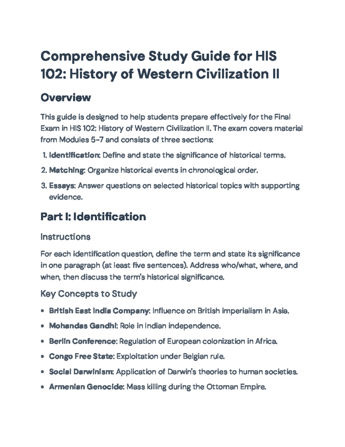 Comprehensive Study Guide for HIS 102: Final Exam Preparation ...