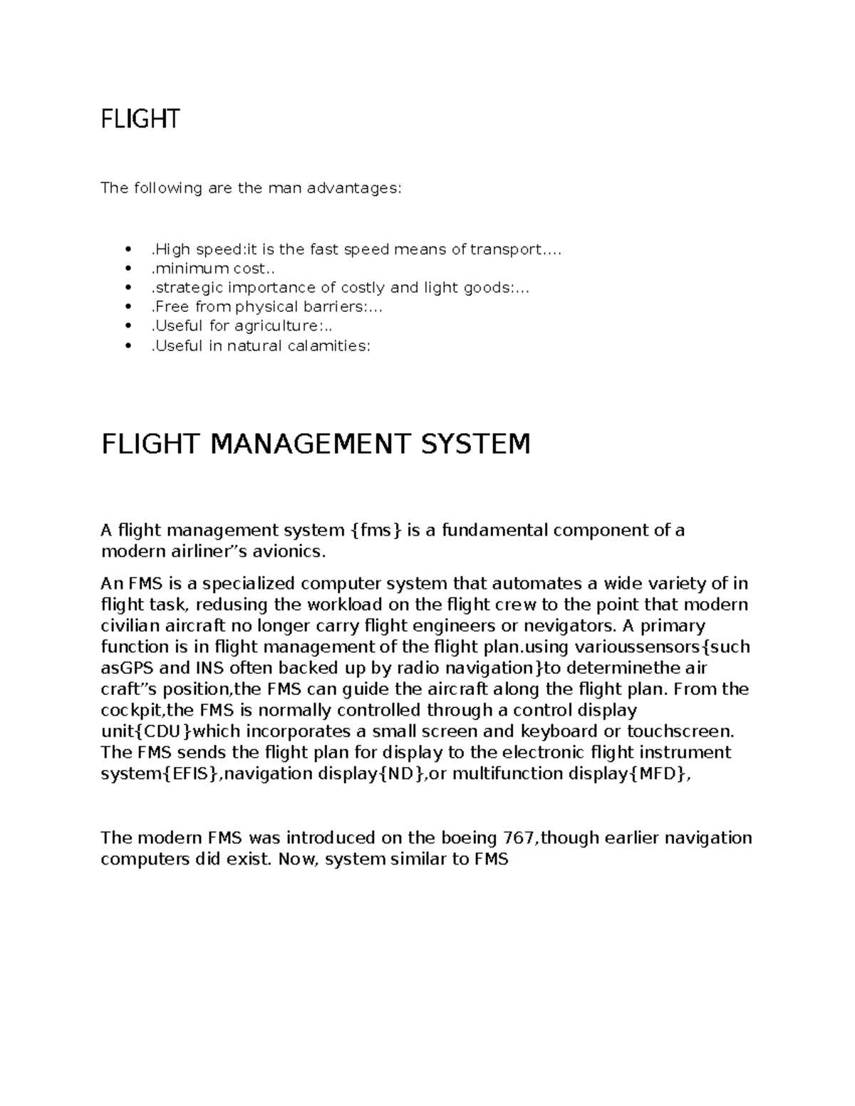 FLIGHT MANAGEMENT SYSTEM: Advantages and Functions - Studocu