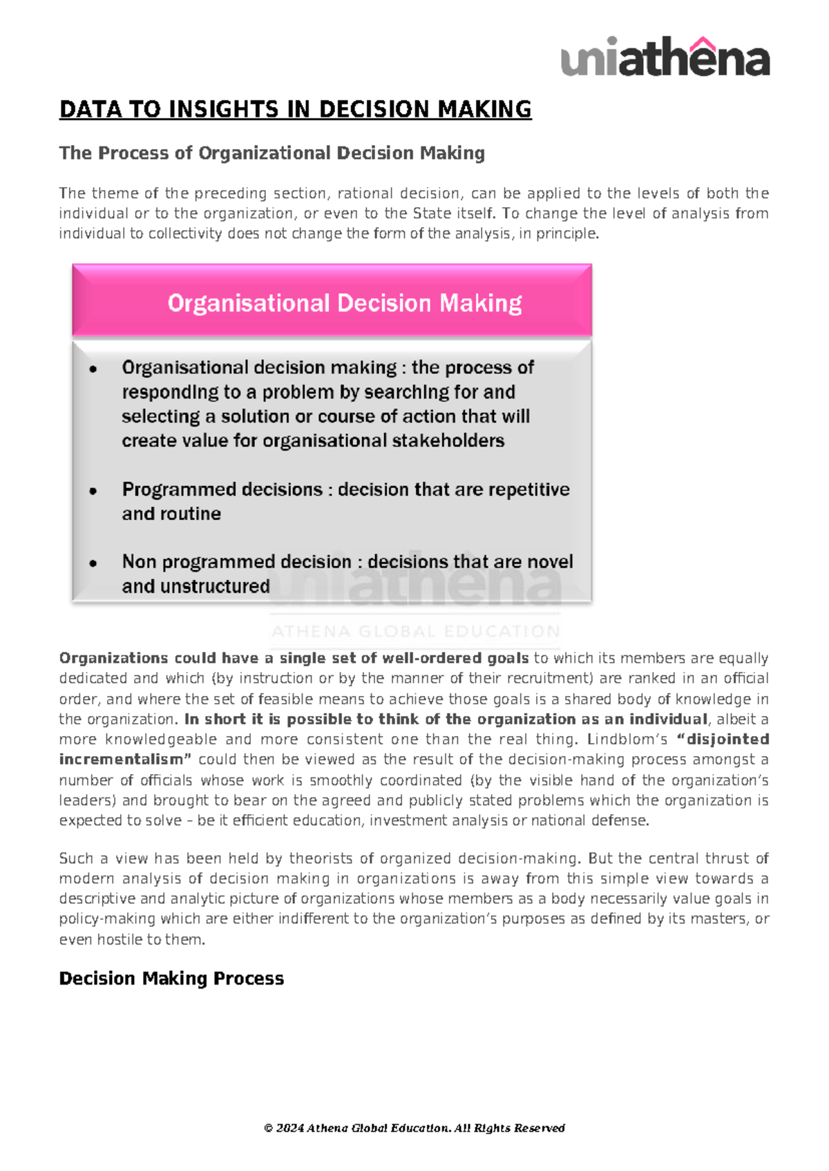 DATA TO INSIGHTS IN DECISION MAKING: Lesson 5 Overview - Studocu