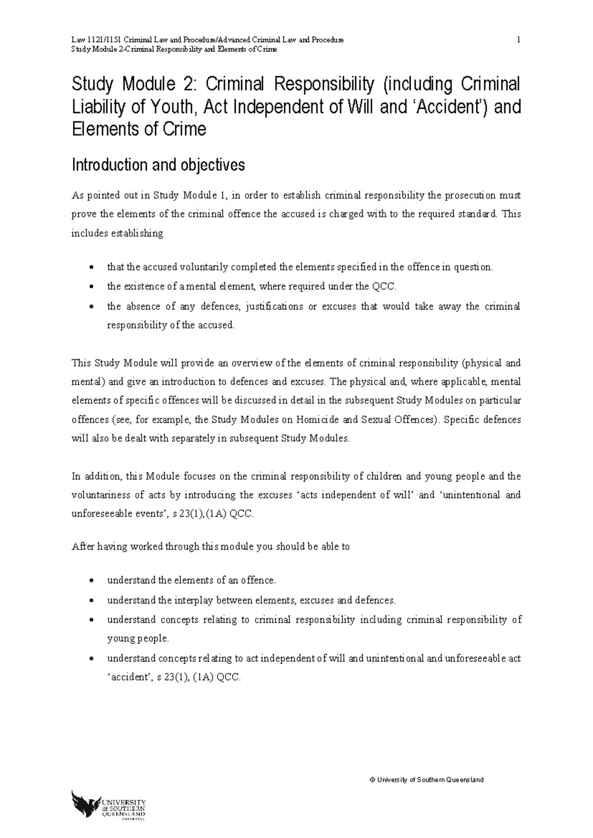 Module 02-Crim. Resp., elements (2021) - Study Module 2: Criminal ...