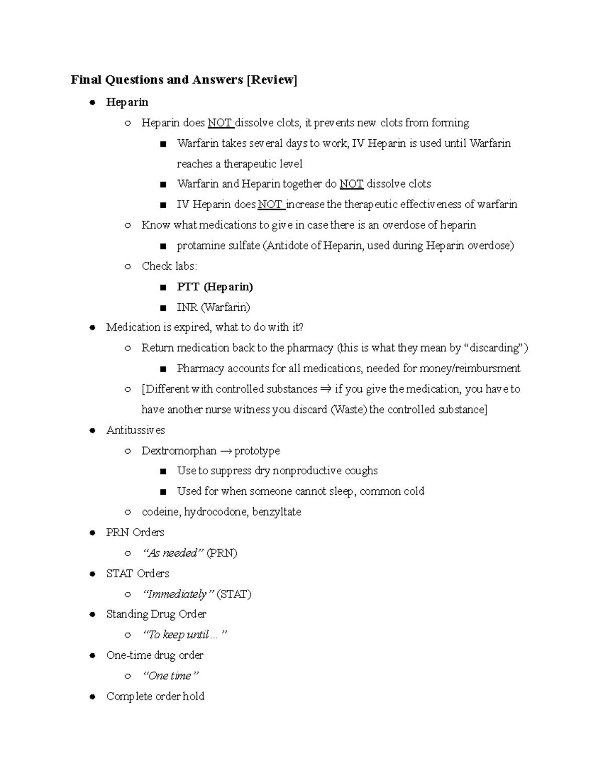 Pharm 101 Final Review: Key Concepts and Medication Guidelines - Studocu