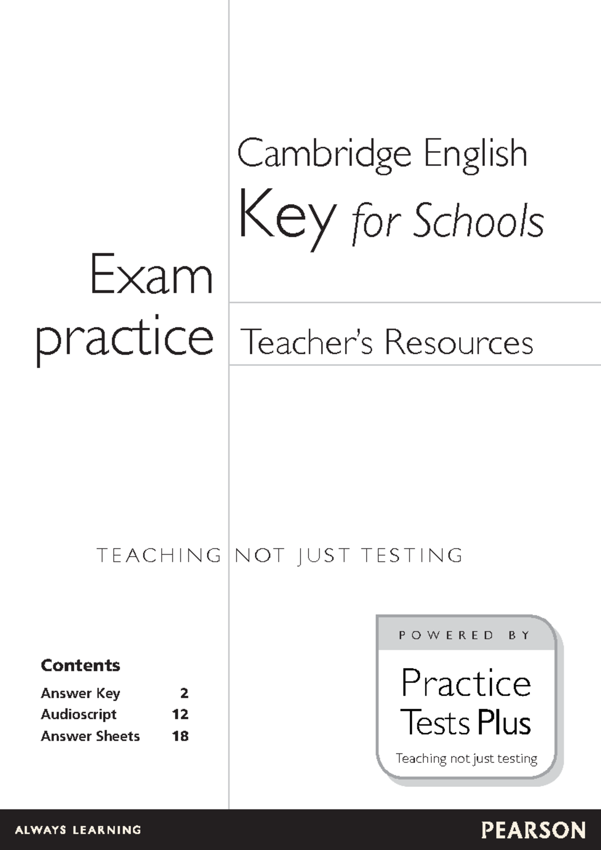 Key for Schools Exam Practice Answer Key & Resources - Studocu