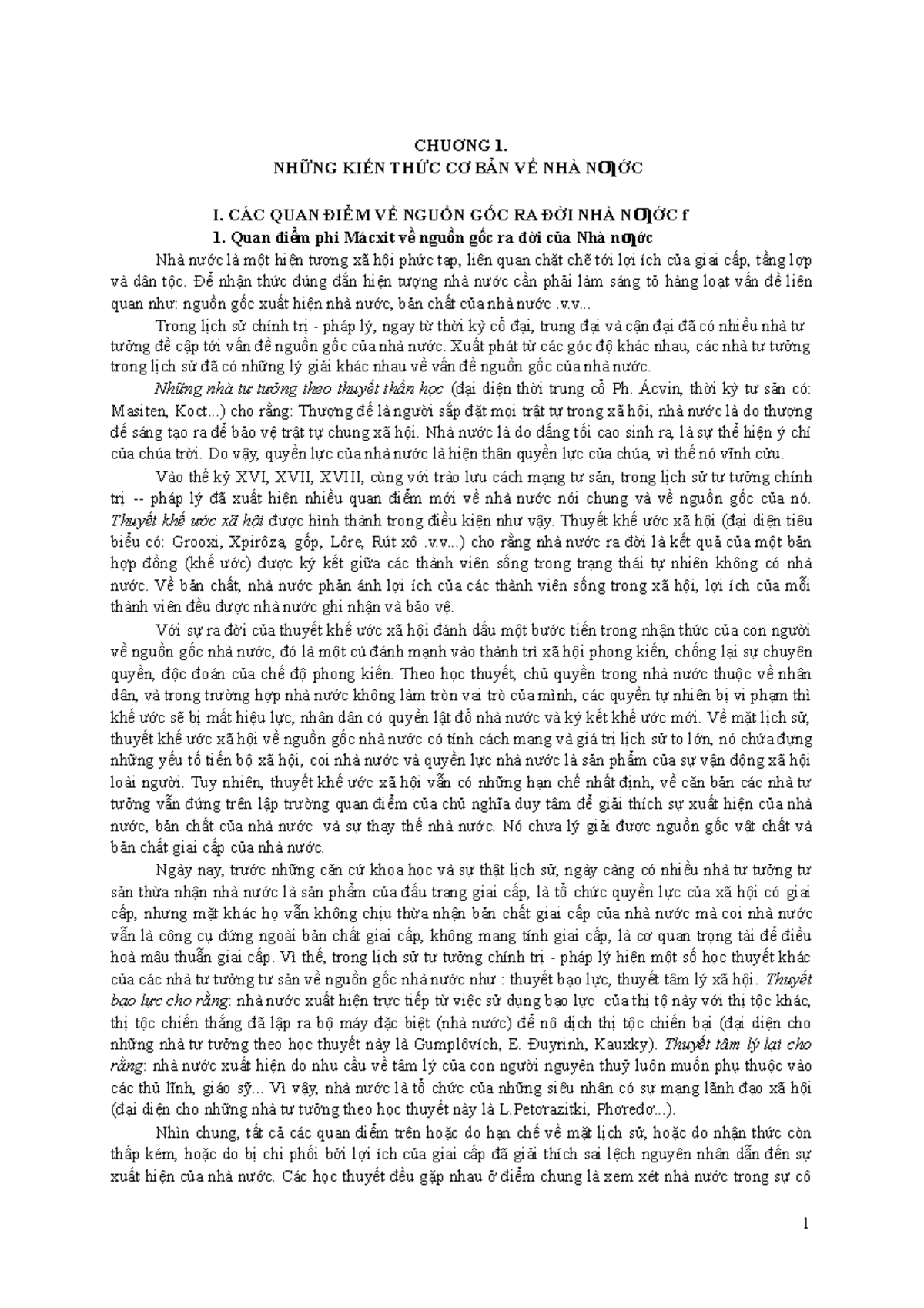 Bai giang Phap luat đại cương - CHUƠNG 1. NHỮNG KIẾN THỨC CƠ BẢN VỀ NHÀ ...