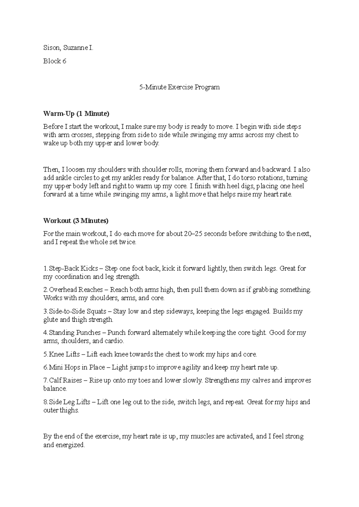 Block 6 Exercise Program: Warm-Up & Workout Routine Guide - Studocu