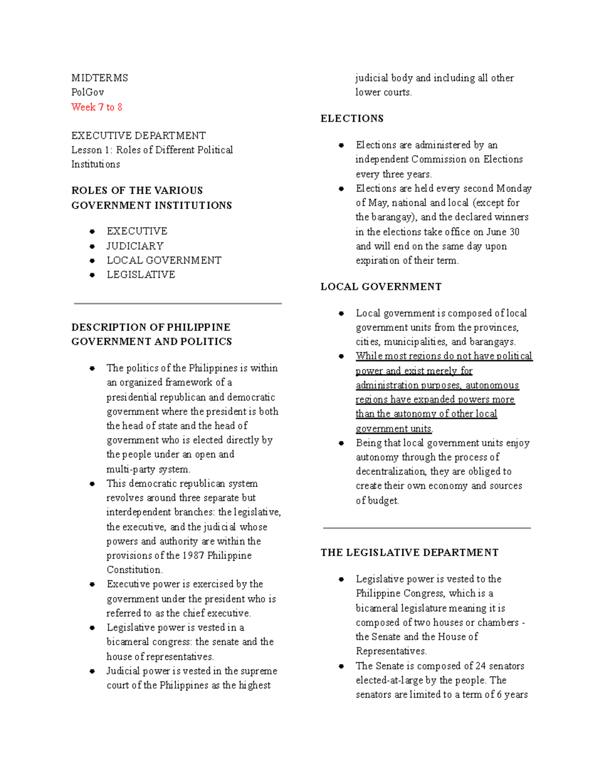 Pol Gov Midterms (1) - you will need this only college students ...