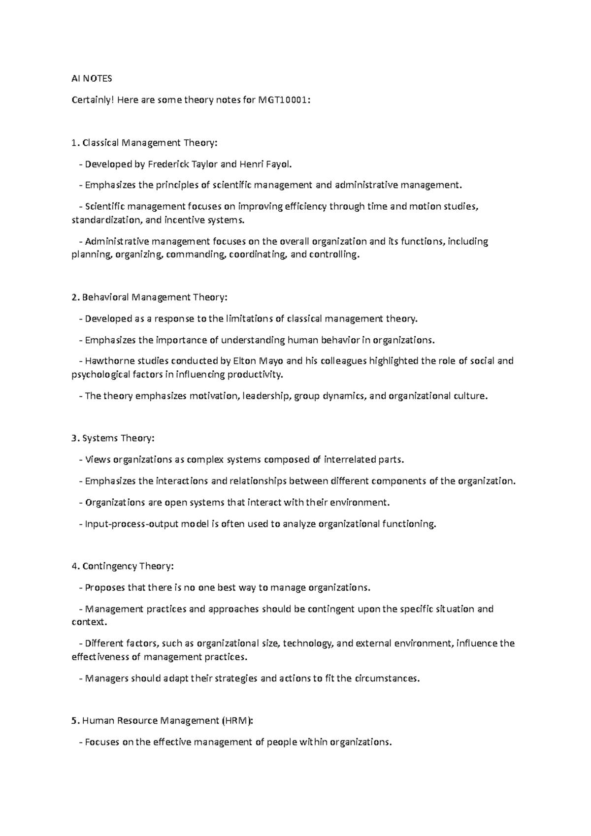 MGT10001 Comprehensive Notes on Management Theories & Practices 2023 ...