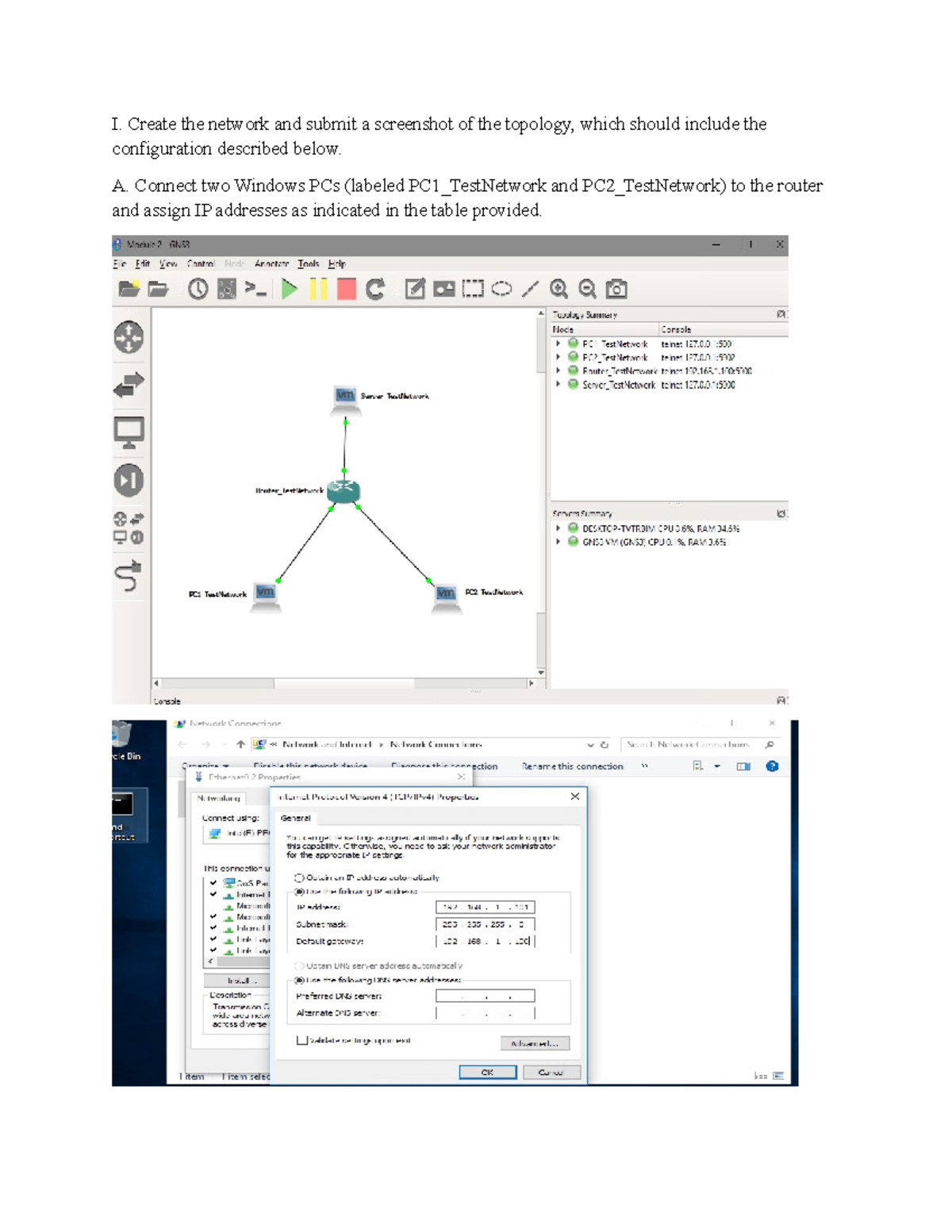 220 2-4 - Module 2 - I. Create the network and submit a screenshot of ...