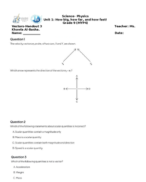 Grade 9 - IW2 Midterm Study Notes on Physical Quantities and Units ...