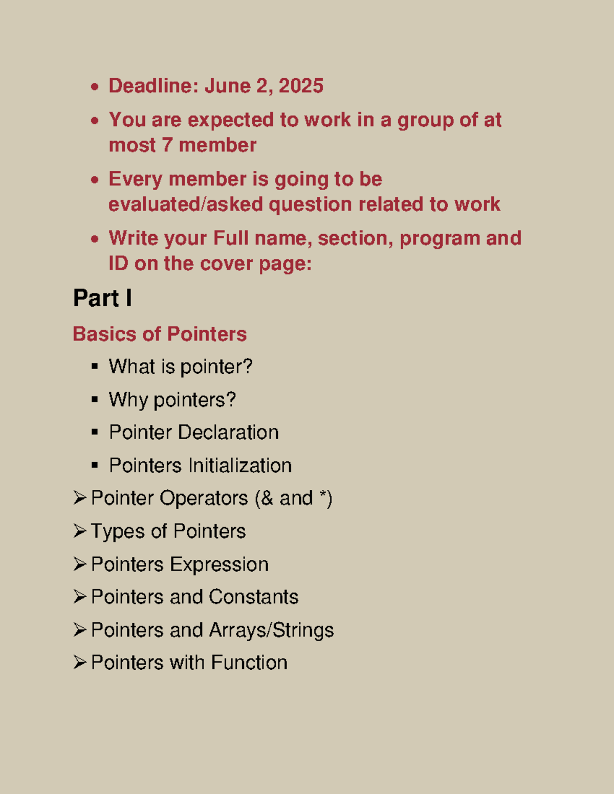 SWENG 101: Assignment on Basics of Pointers and Their Usage - Studocu