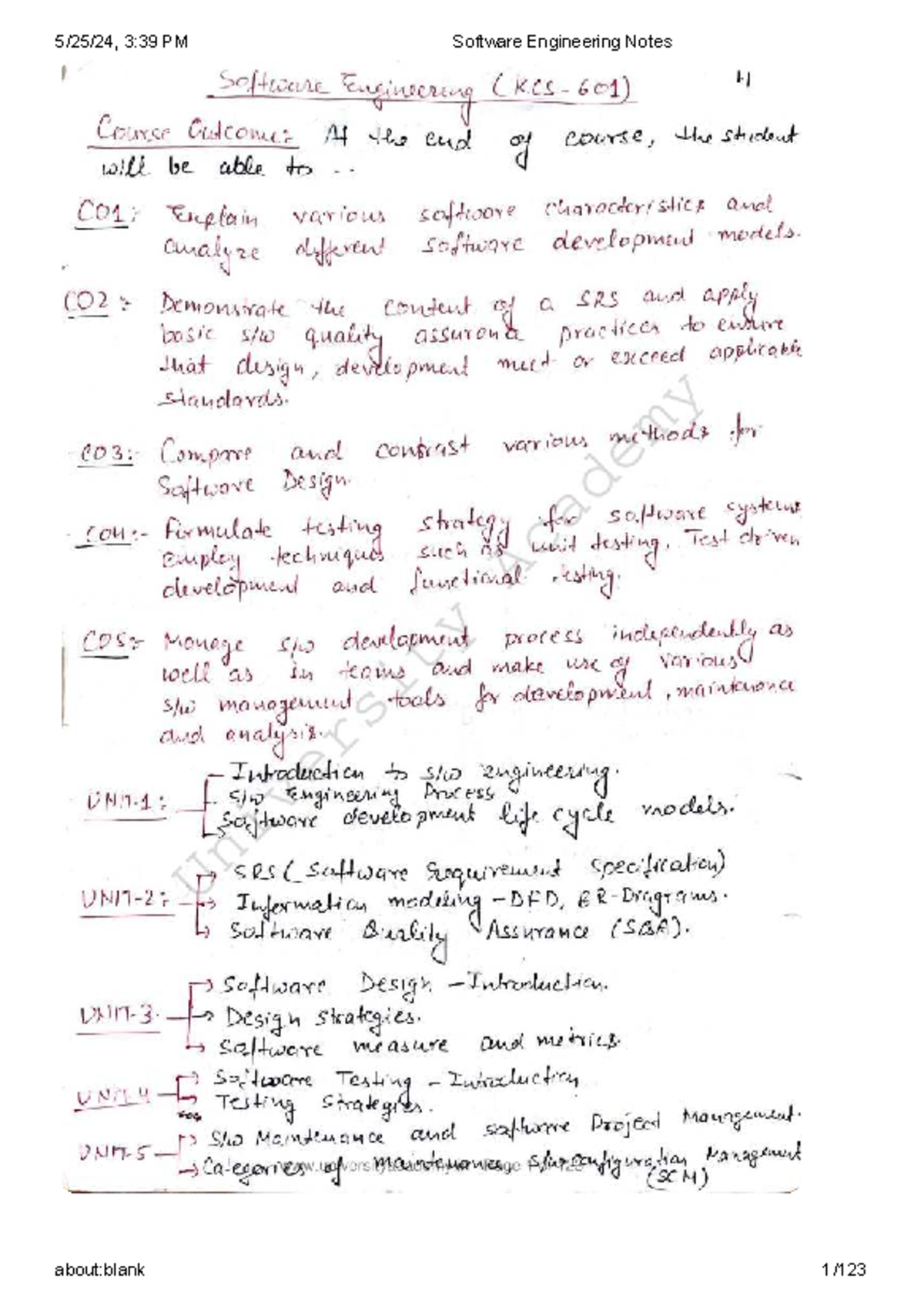 Software Engineering Notes for Course SE101 - Studocu