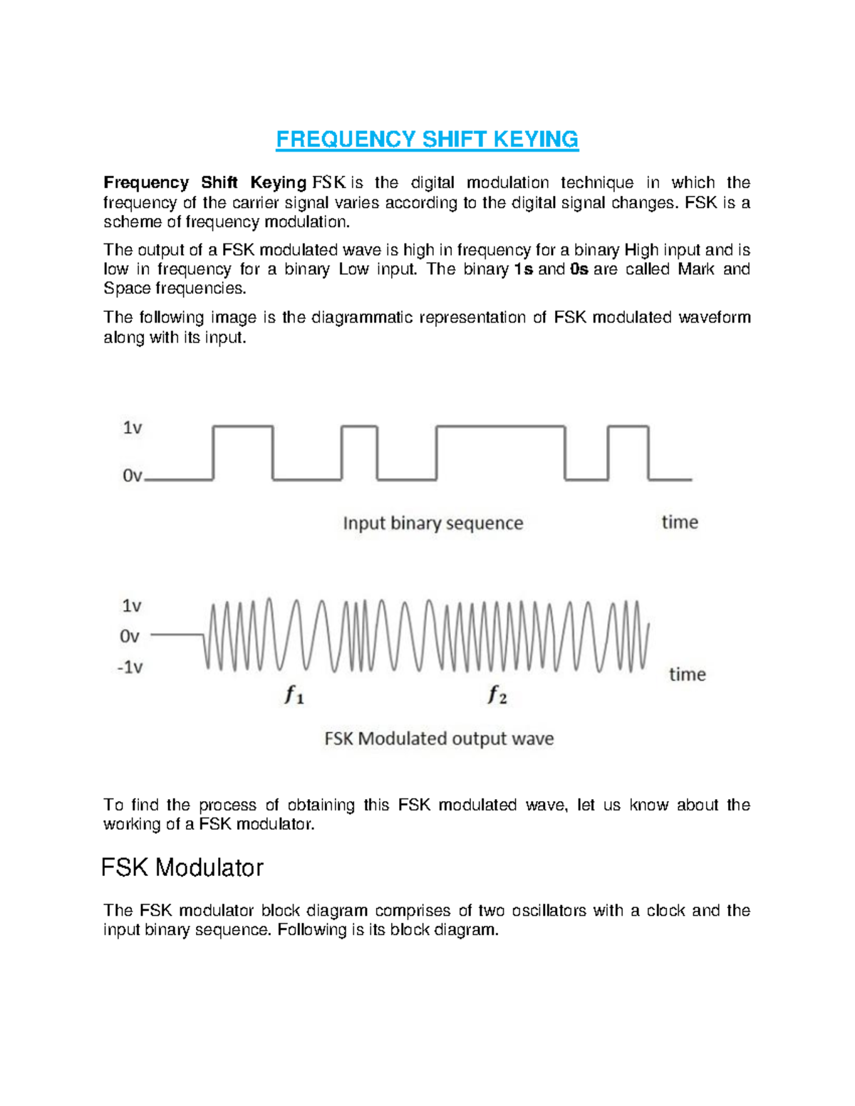 BE EE4 Sem-Final Exam: Frequency Shift Keying Overview by Neha Singh ...