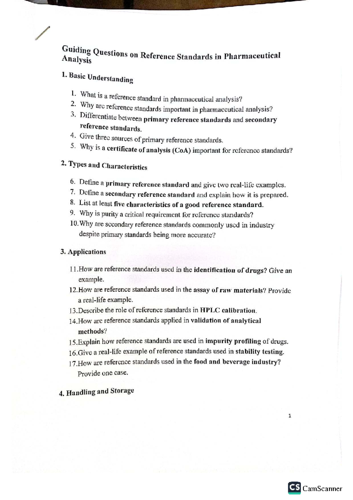 Pharmaceutical Analysis: Reference Standards & Applications (PHAR 101 ...