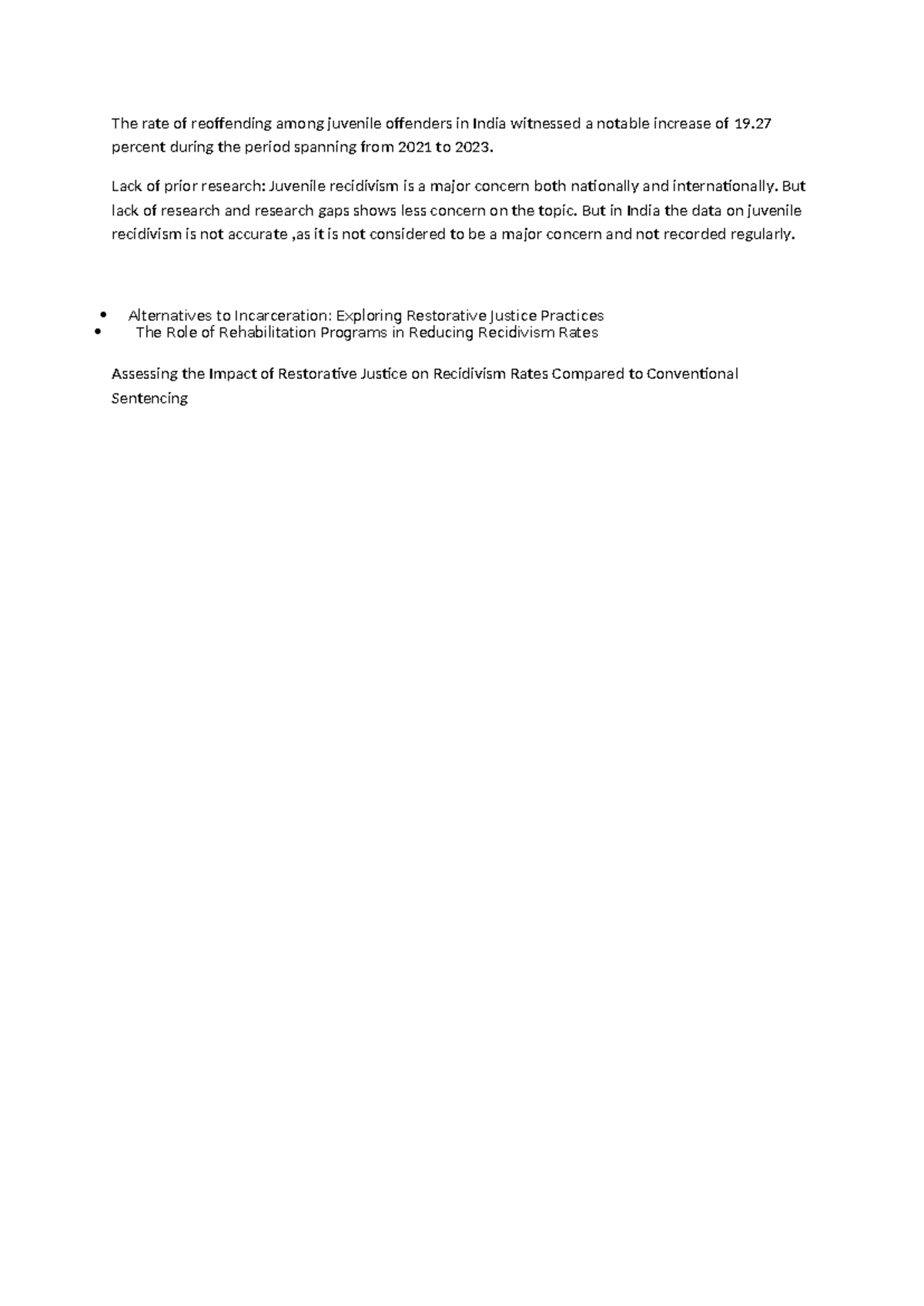 Juvenile Recidivism in India: Trends & Alternatives (2021-2023) - Studocu