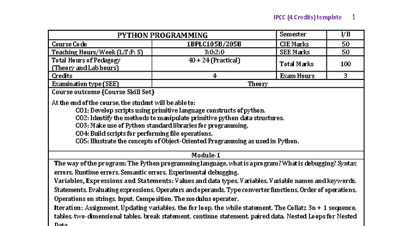 1BPLC105B - Python Programming Course Overview and Practical Guide ...