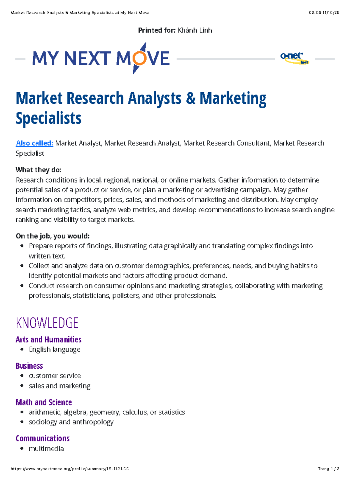 Market Research Analysts & Marketing Specialists Overview - Studocu