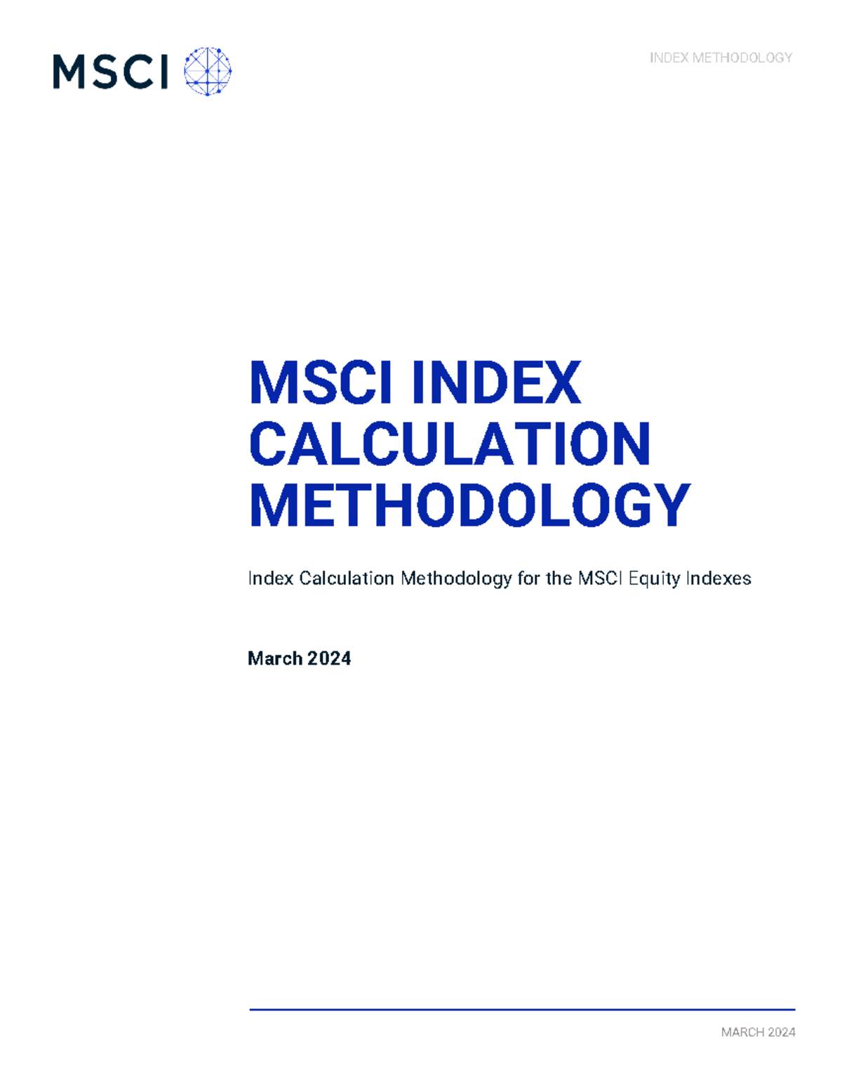 MSCI Equity Index Calculation Methodology - March 2024 Update - Studocu