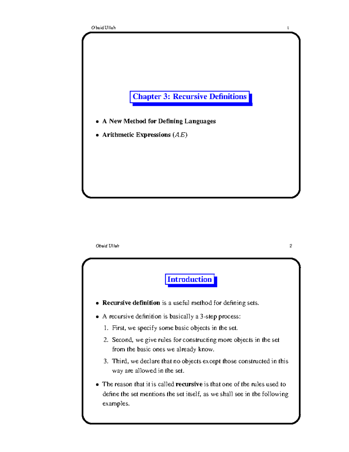 Theory of Automata: Recursive Definitions in Languages and AE - Studocu