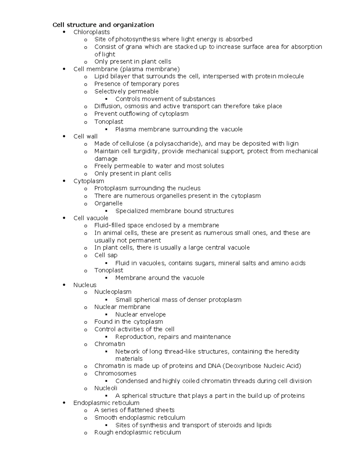 Cell Biology Lecture Notes: Understanding Cell Structure & Function ...