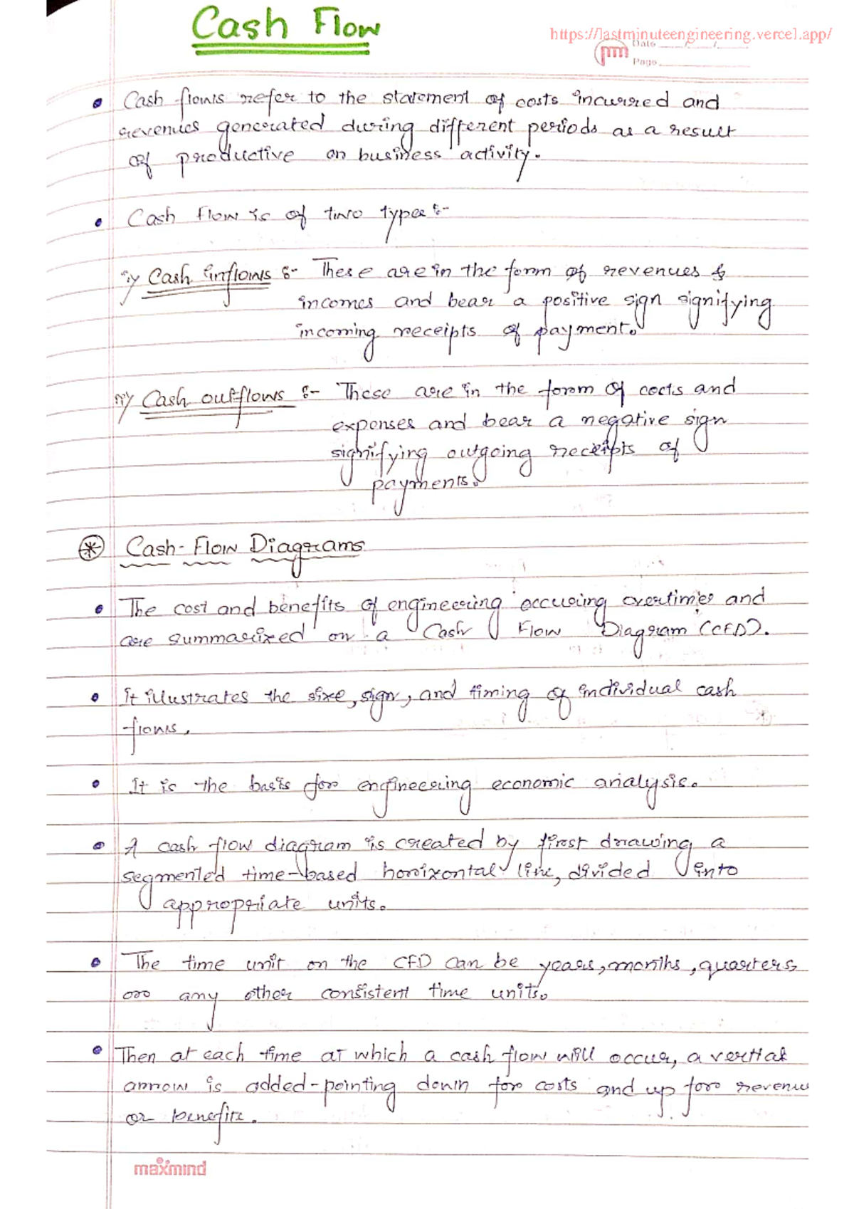 Cashflow - Notes - Cash Flow Date m Page Cash froms refer to the ...