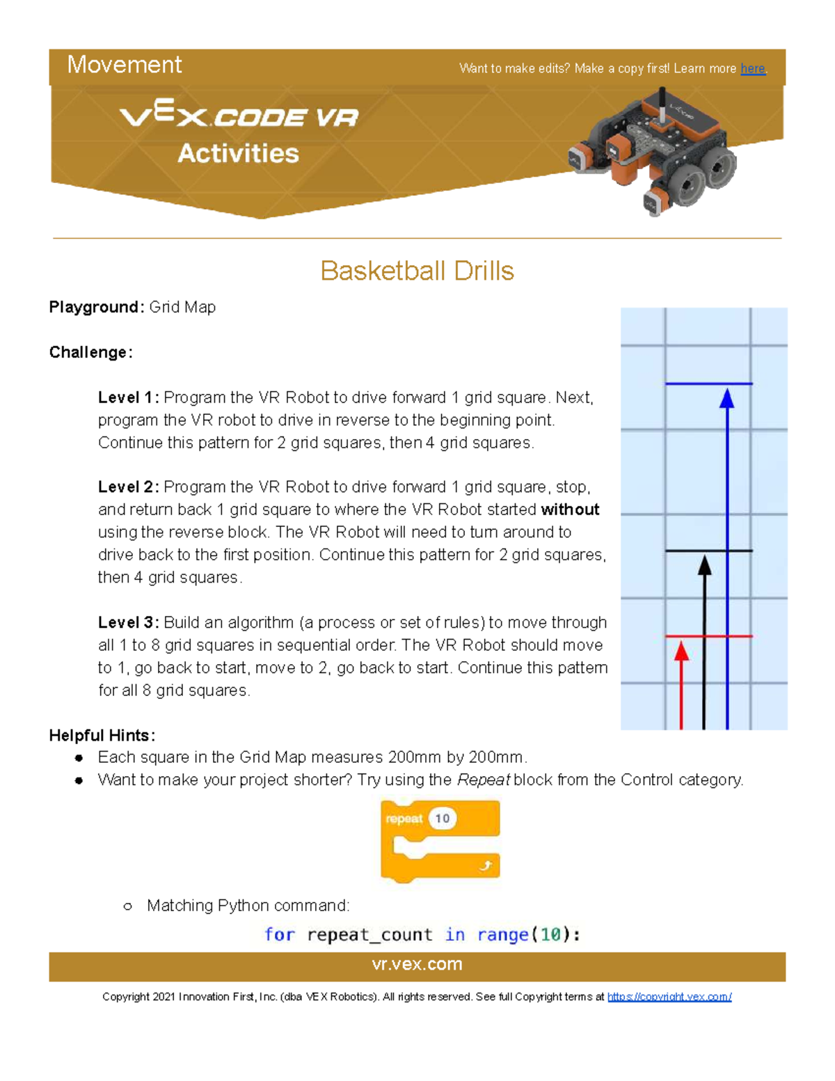 Basketball Drills - VEXcode VR: Grid Map Challenge Guide - Studocu