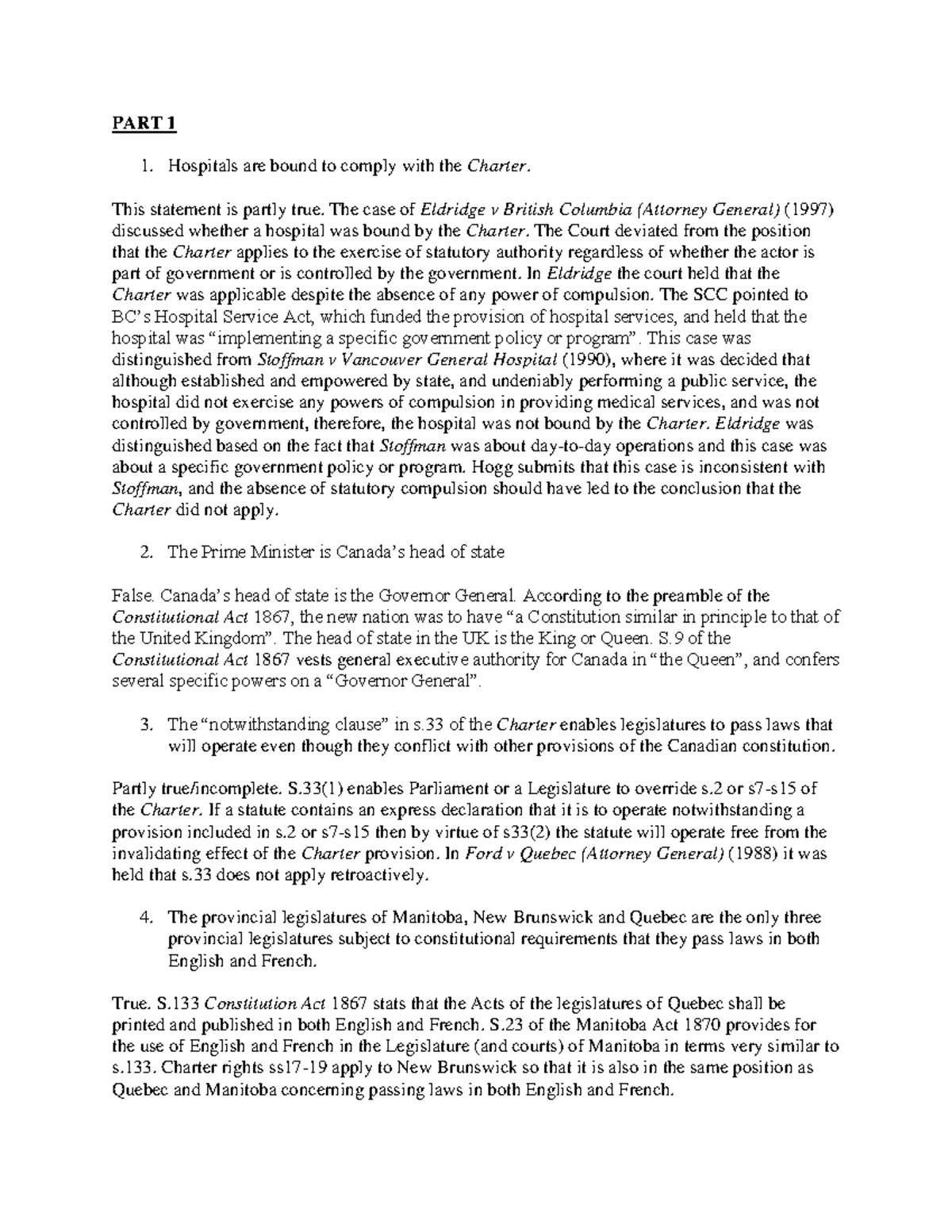 Constitutional Law Analysis: Key Cases & Charter Implications (LAW 101 ...