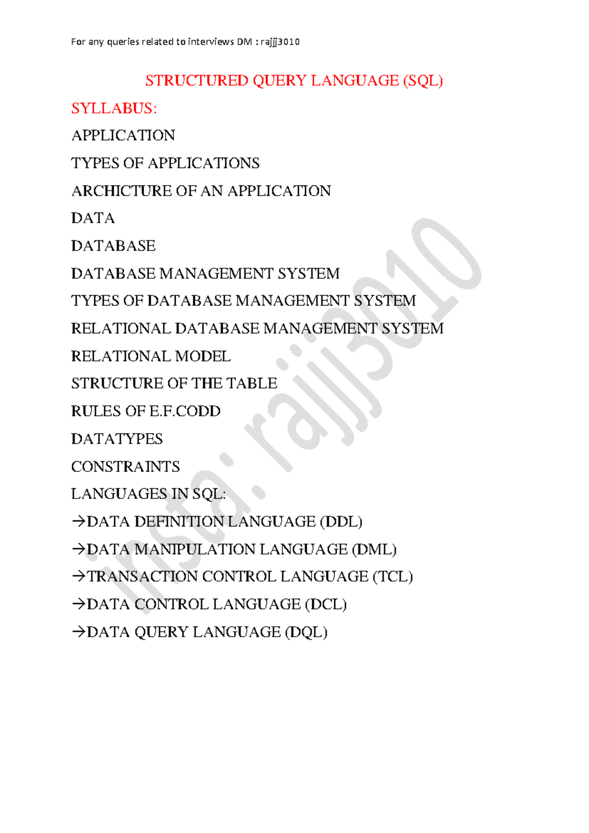 SQL FULL Notes - Comprehensive Guide to Database Management - Studocu