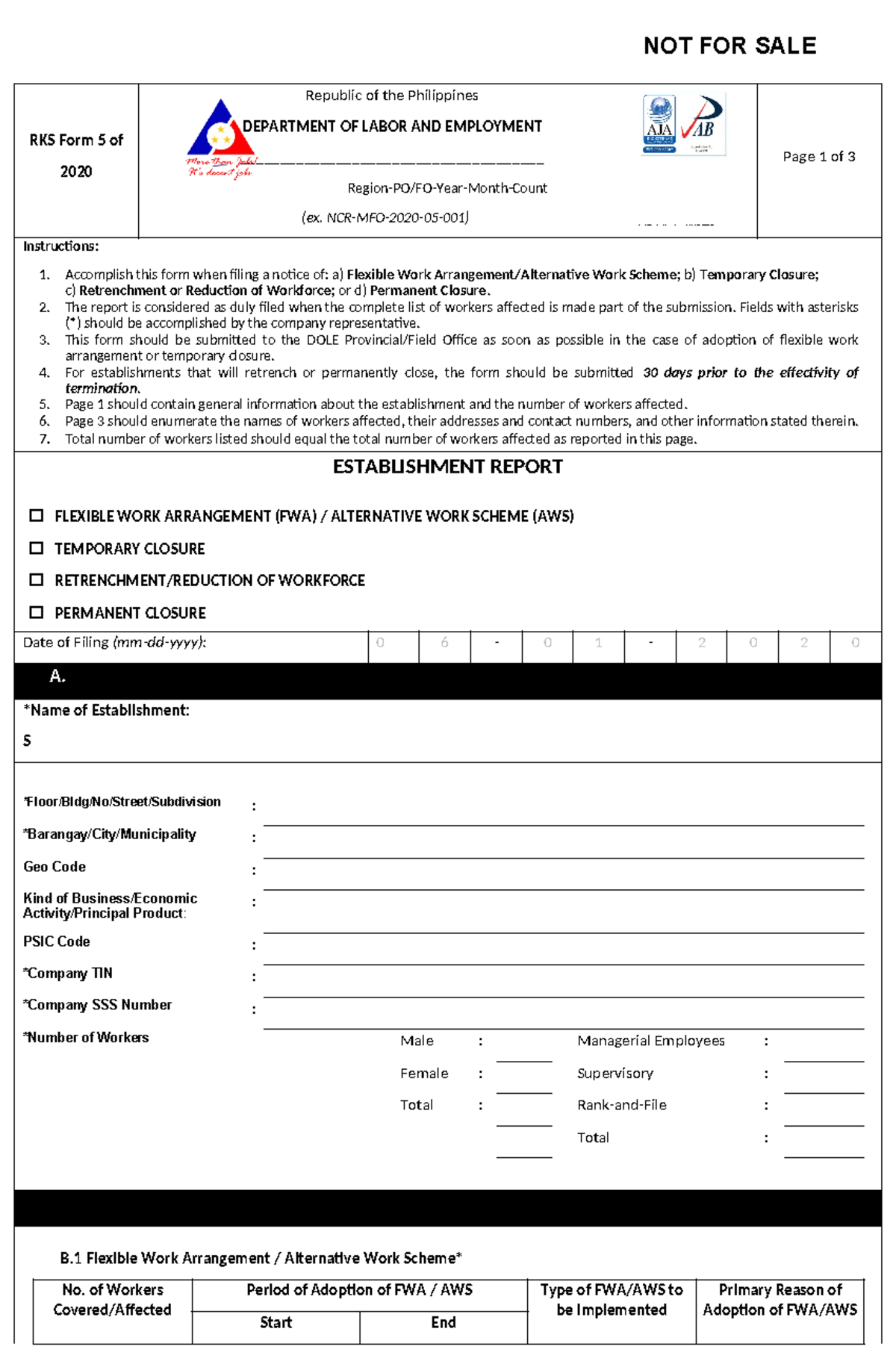 RKS-Form-5-2020-Philippines-DOLE-Submission-Guidelines - Studocu