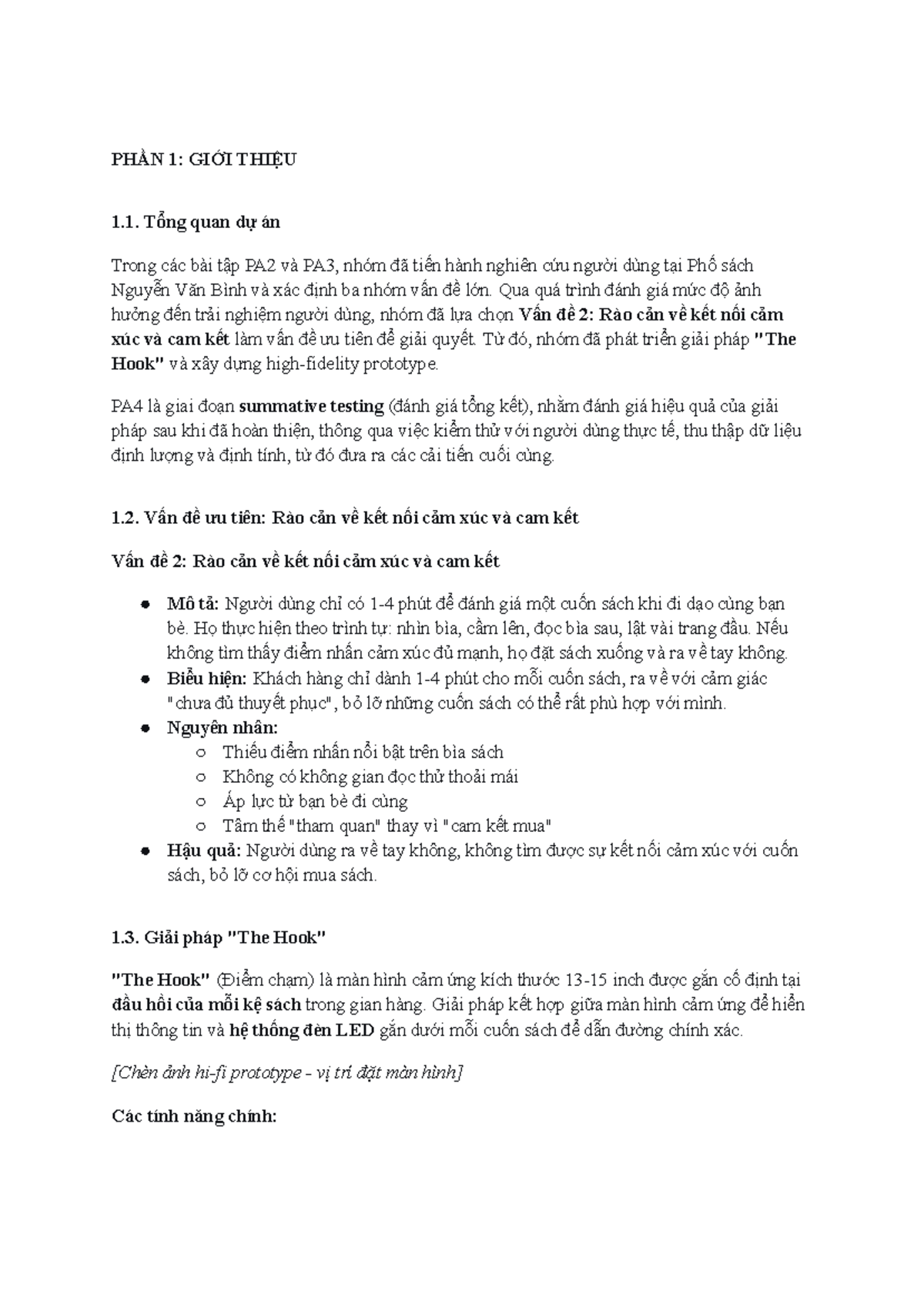 PA4 - Đánh giá Giải pháp Kết nối Cảm xúc trong Dự án Prototyping - Studocu