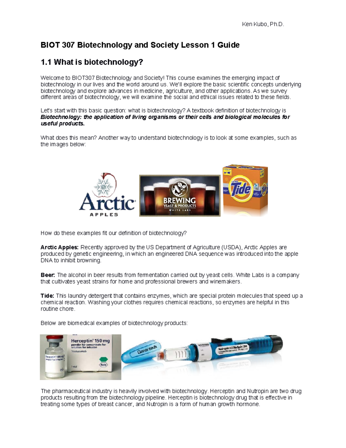 BIOT307 Lesson 1 Guide: Understanding Biotechnology and Its Impact ...