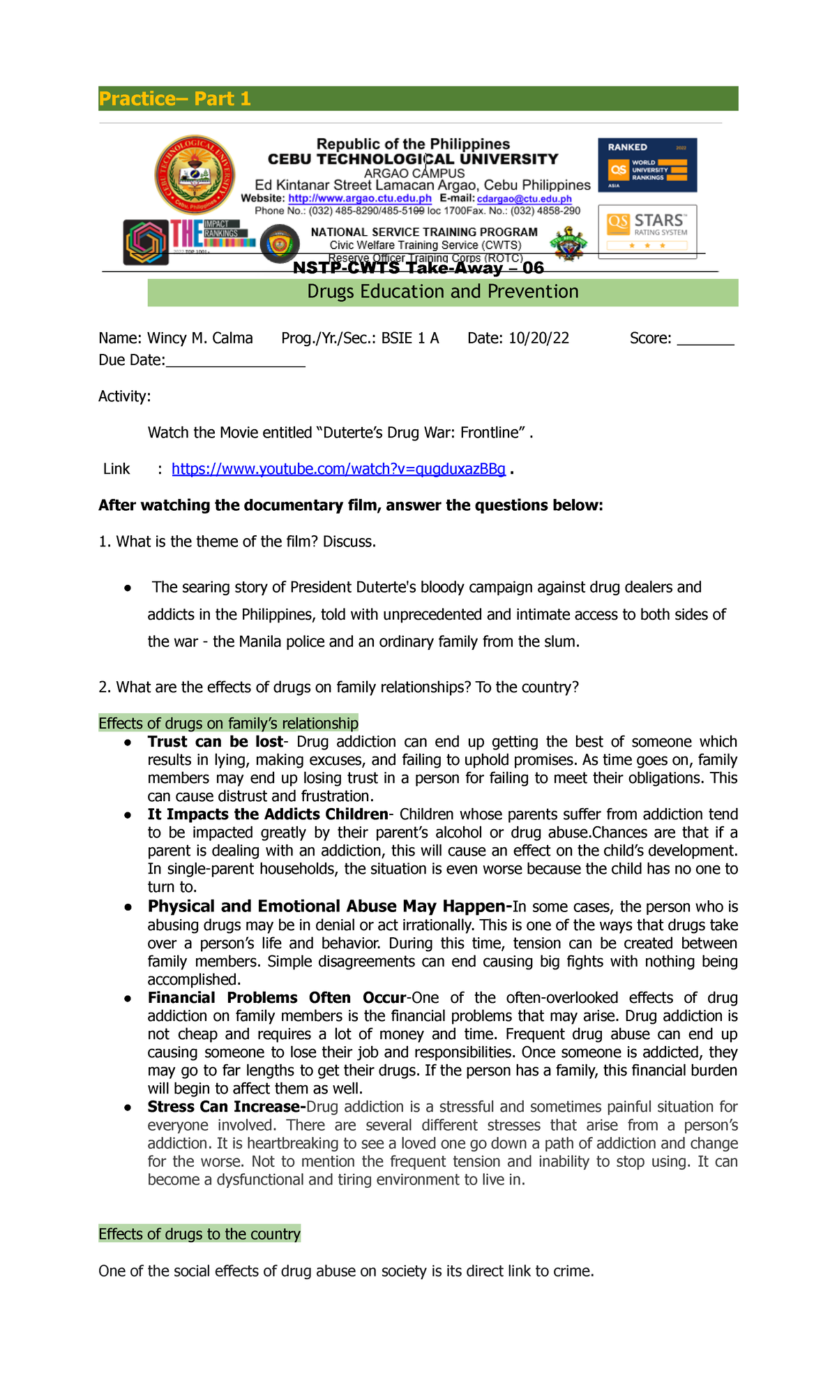 Module 4 unified course pack CWTS 1 2022 2023 - Practice– Part 1 ...