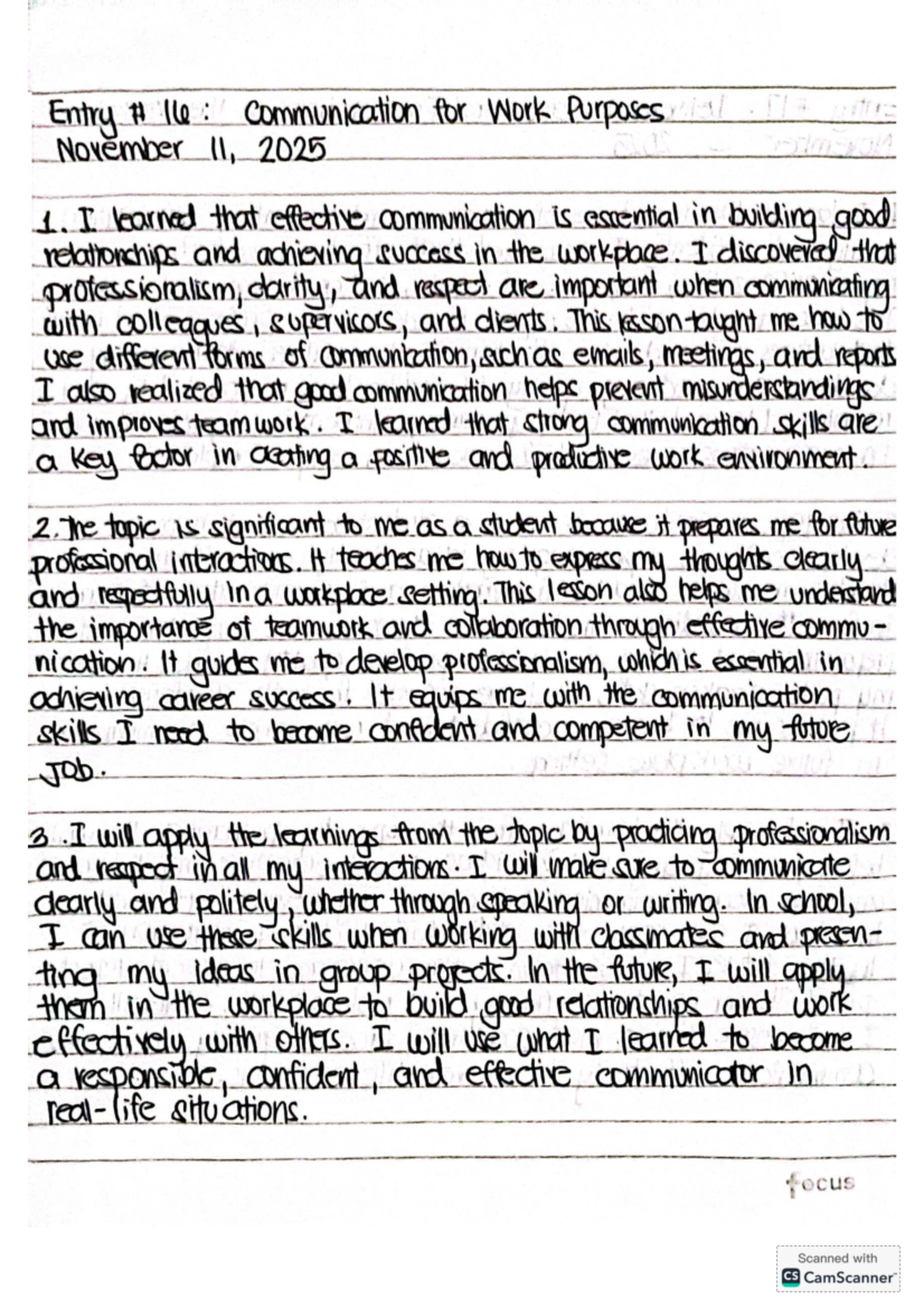 Reflective Journal #16: Enhancing Communication Skills for Work - Studocu