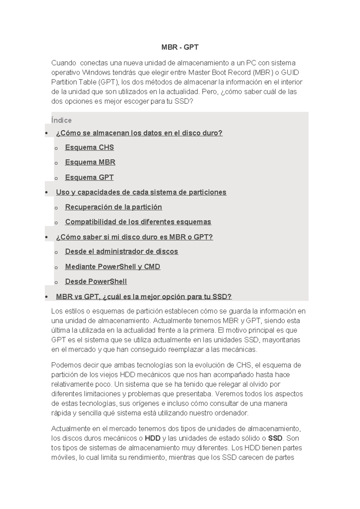 MBR - GPT - Diferencias entre los sistemas de particiones - MBR - GPT ...