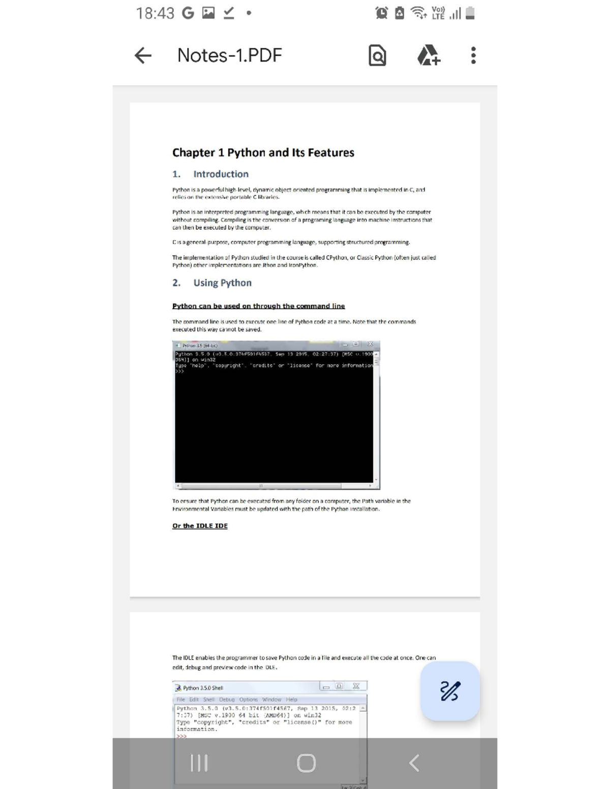 Screenshot 20250130-184317 Drive - 18:43 G Vo)) LTE Chapter 1 Python ...