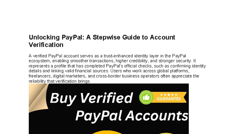 Unlocking PayPal: Stepwise Guide to Account Verification - Studocu