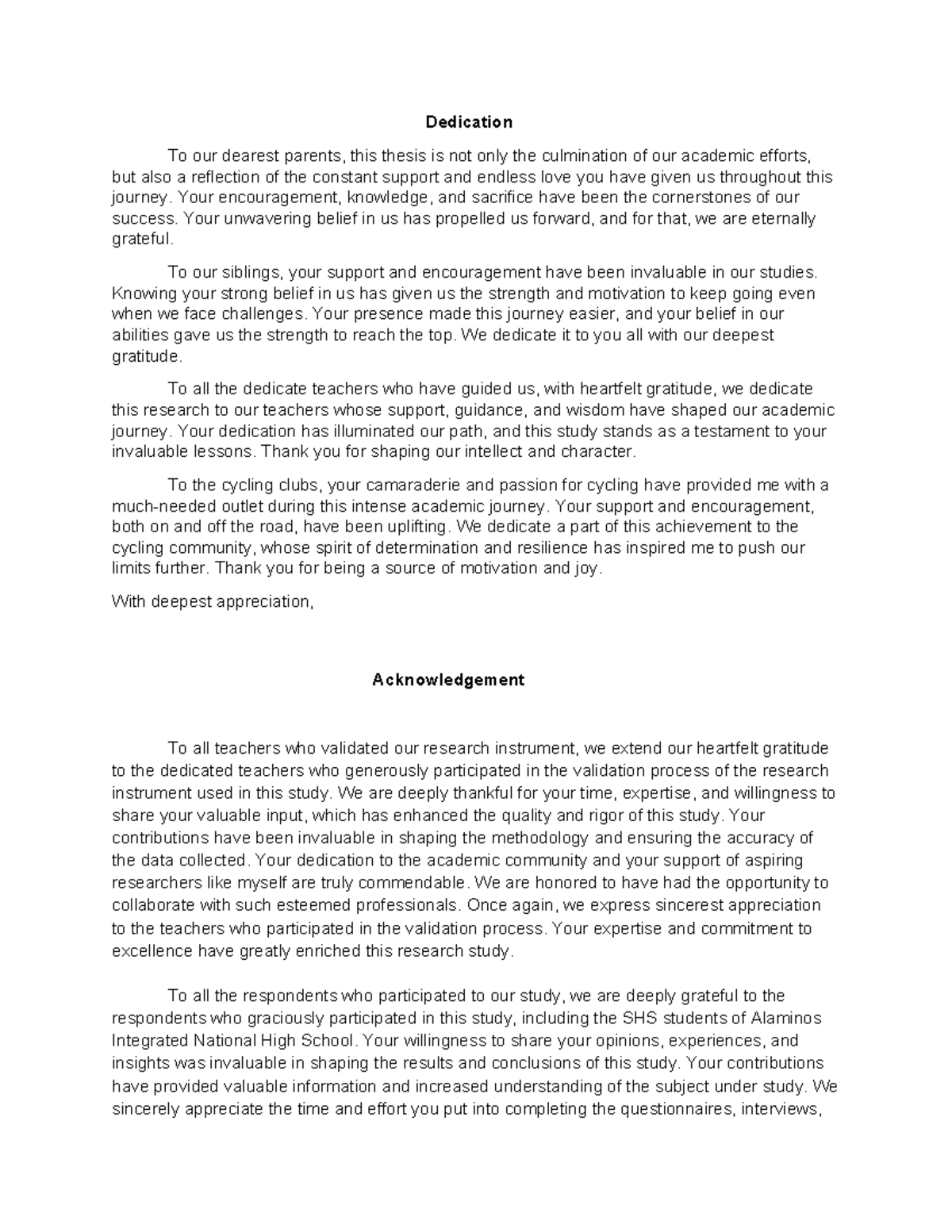 ACKNOWLEDGEMENTS: Gratitude in Research Dedication (ACK DE Print) - Studocu