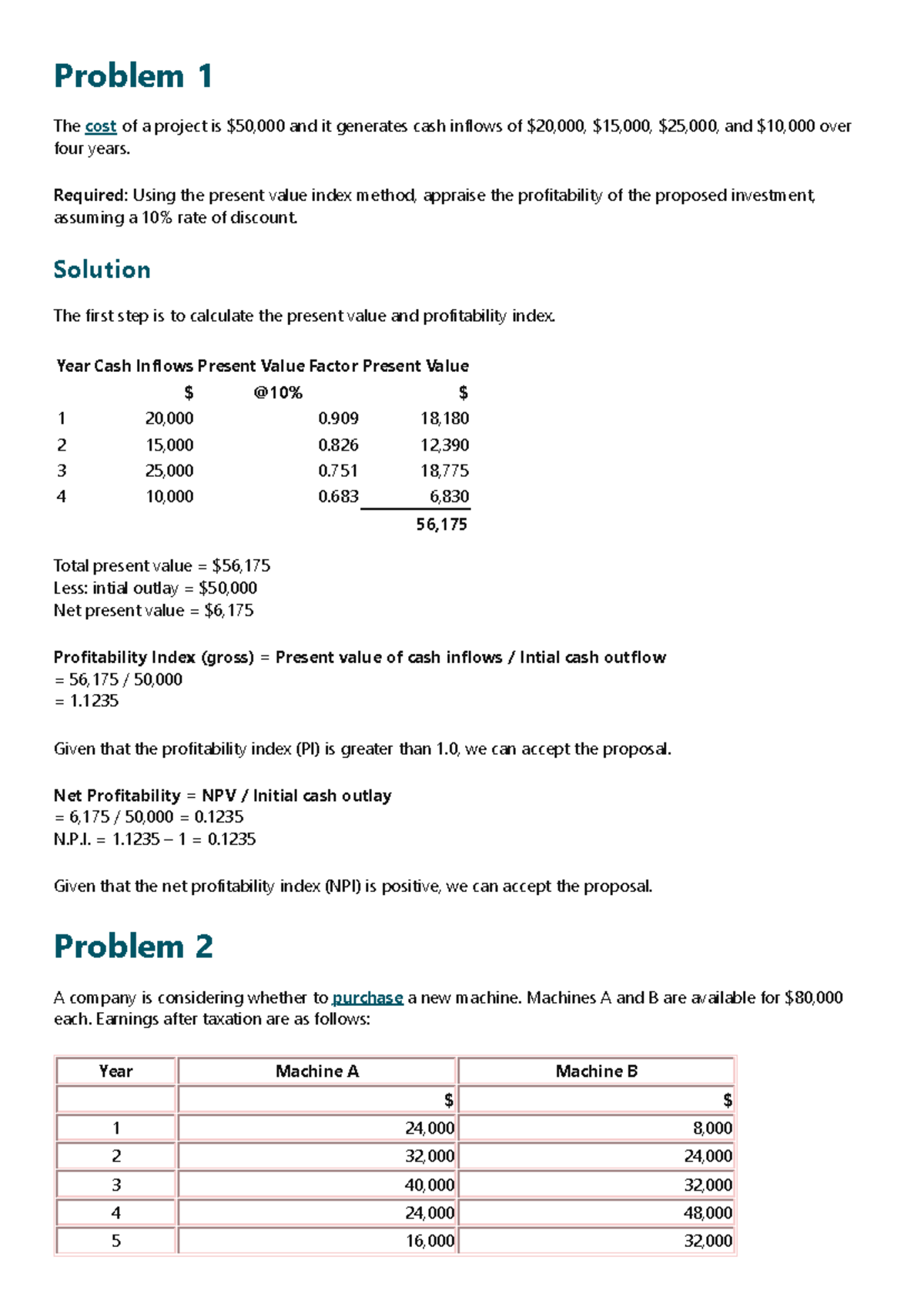 Solved Problems In Capital Budgeting Fin 300 Studocu
