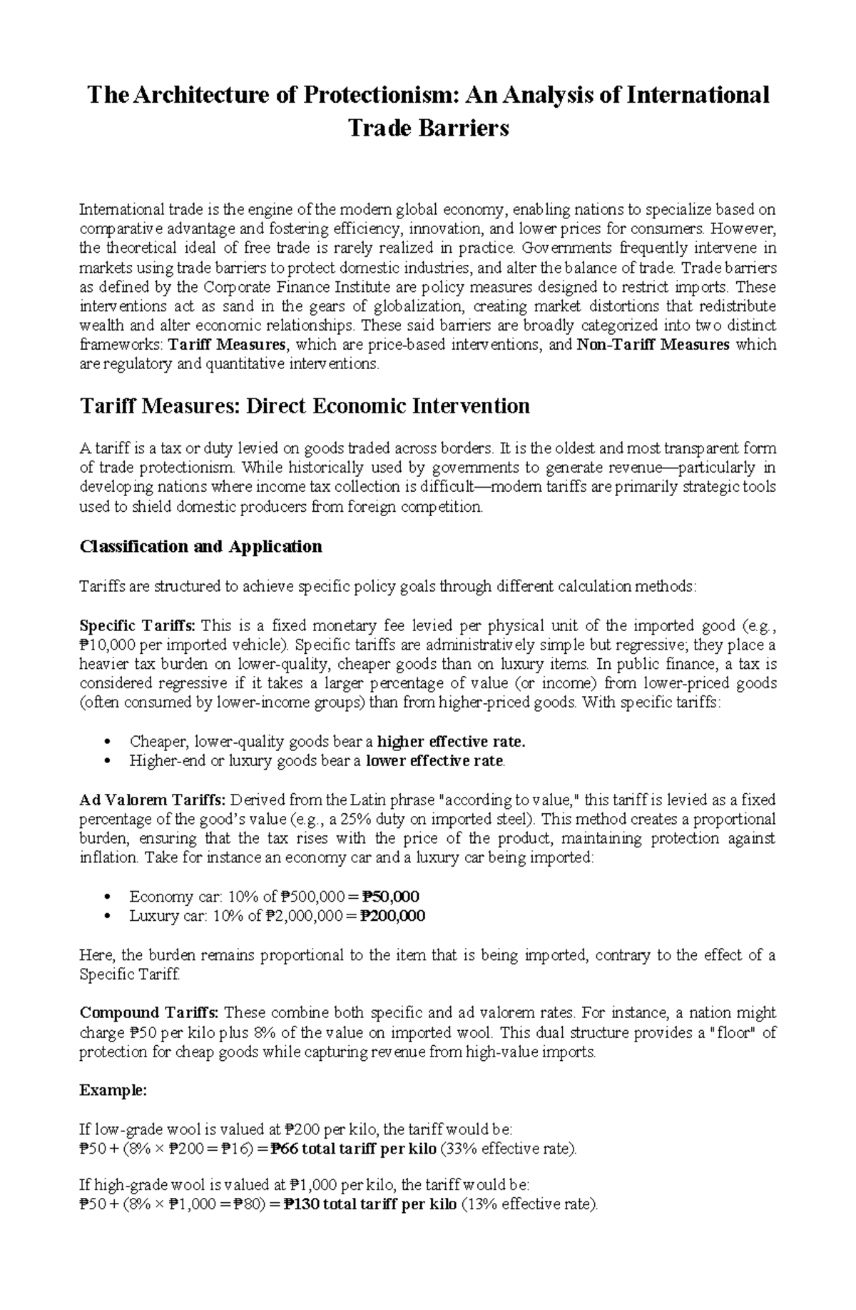 Assgnmt #2 - Analyzing International Trade Barriers and Protectionism ...