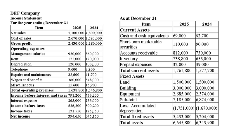 FIN 081 Income Statement & Balance Sheet Analysis for 2025 - Studocu