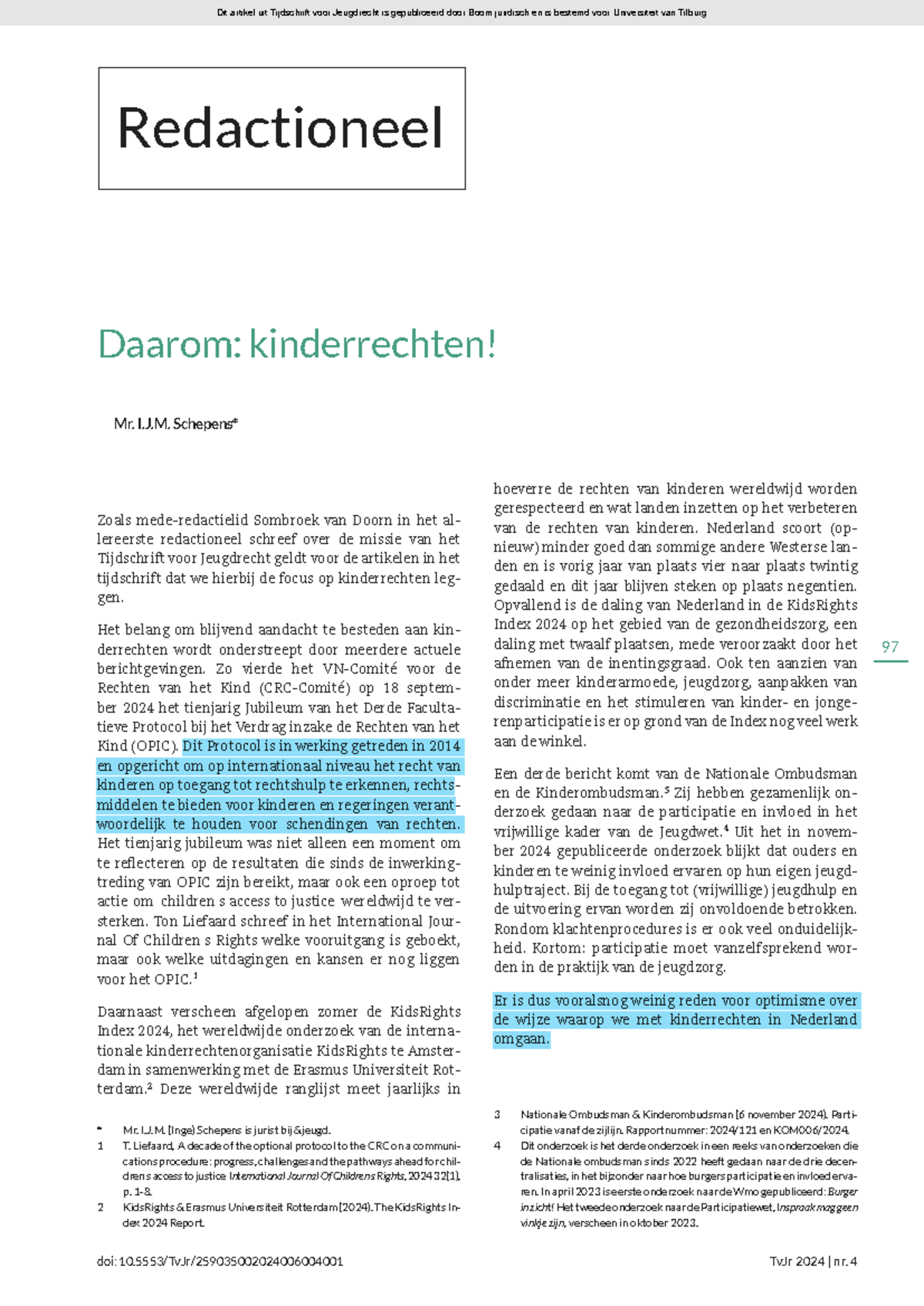 Tijdschrift voor Jeugdrecht: Daarom Kinderrechten - TvJr 2024 nr. 4 ...