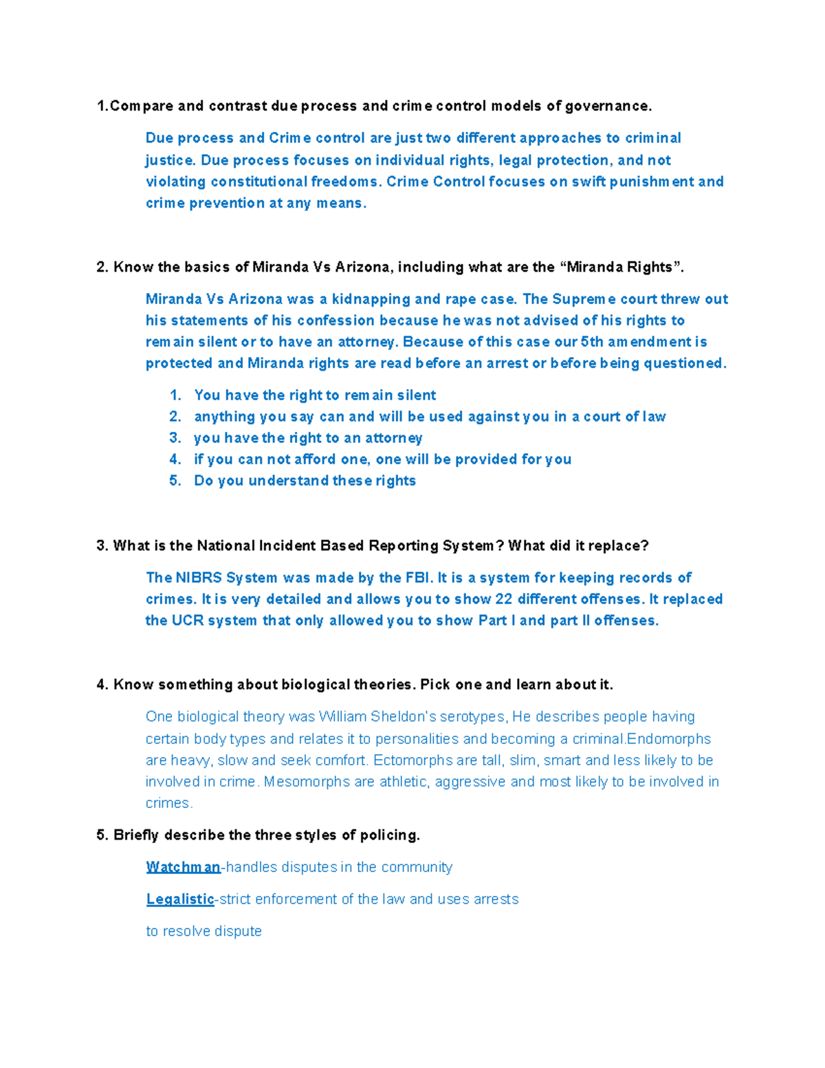 CJ 101 Midterm Exam Study Guide: Models, Cases, and Key Concepts - Studocu