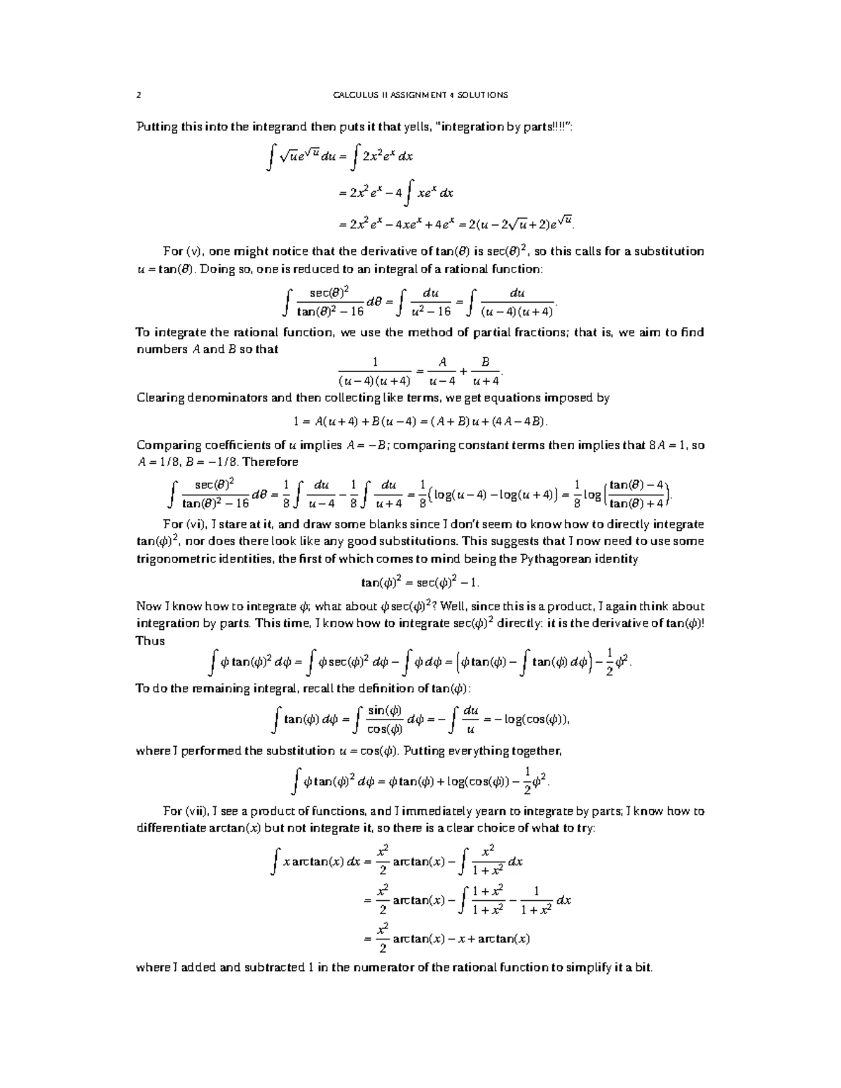 Calculus II (MATH 201) Assignment 4 Solutions and Analysis - Studocu