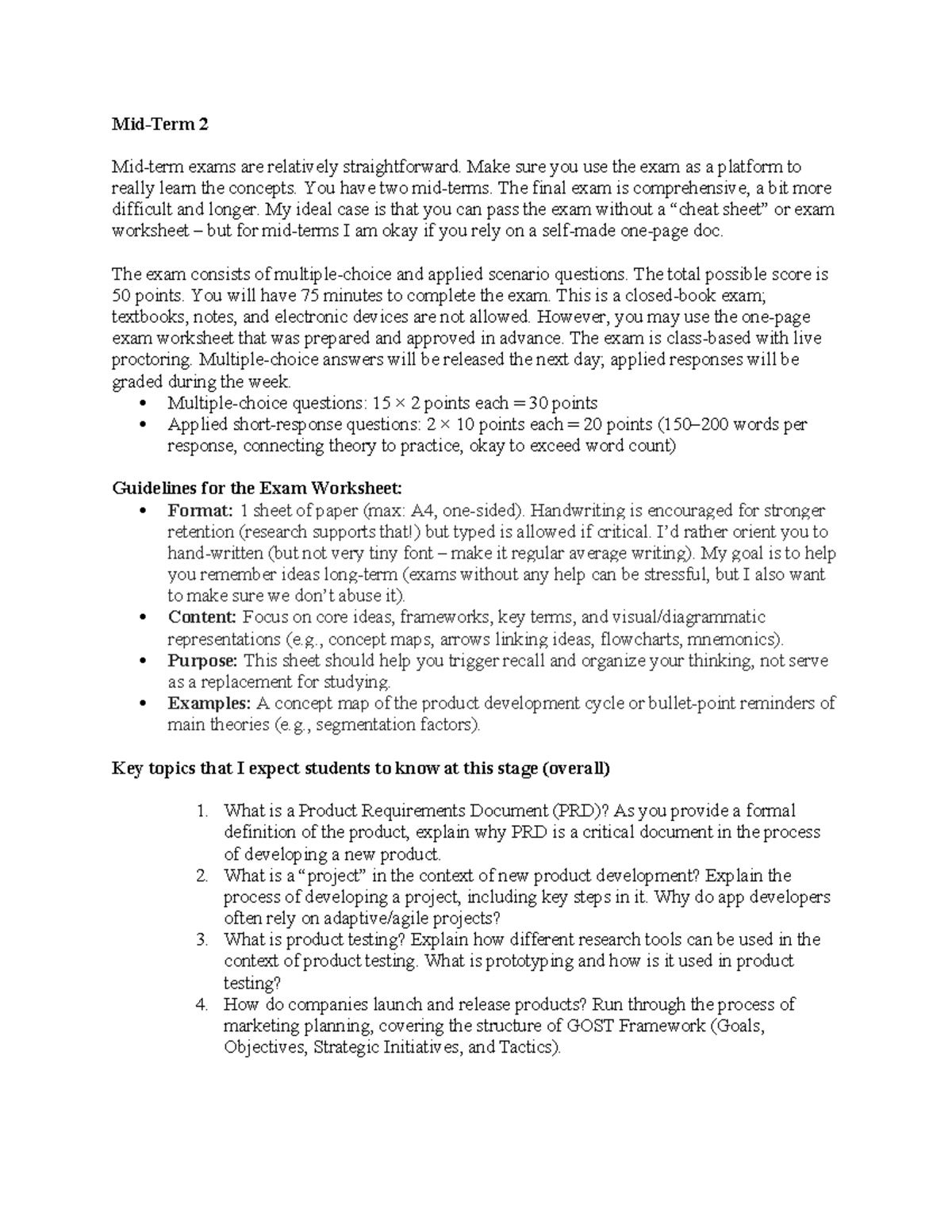 Mid-Term 2 Study Guide: Key Concepts & Exam Preparation - Studocu