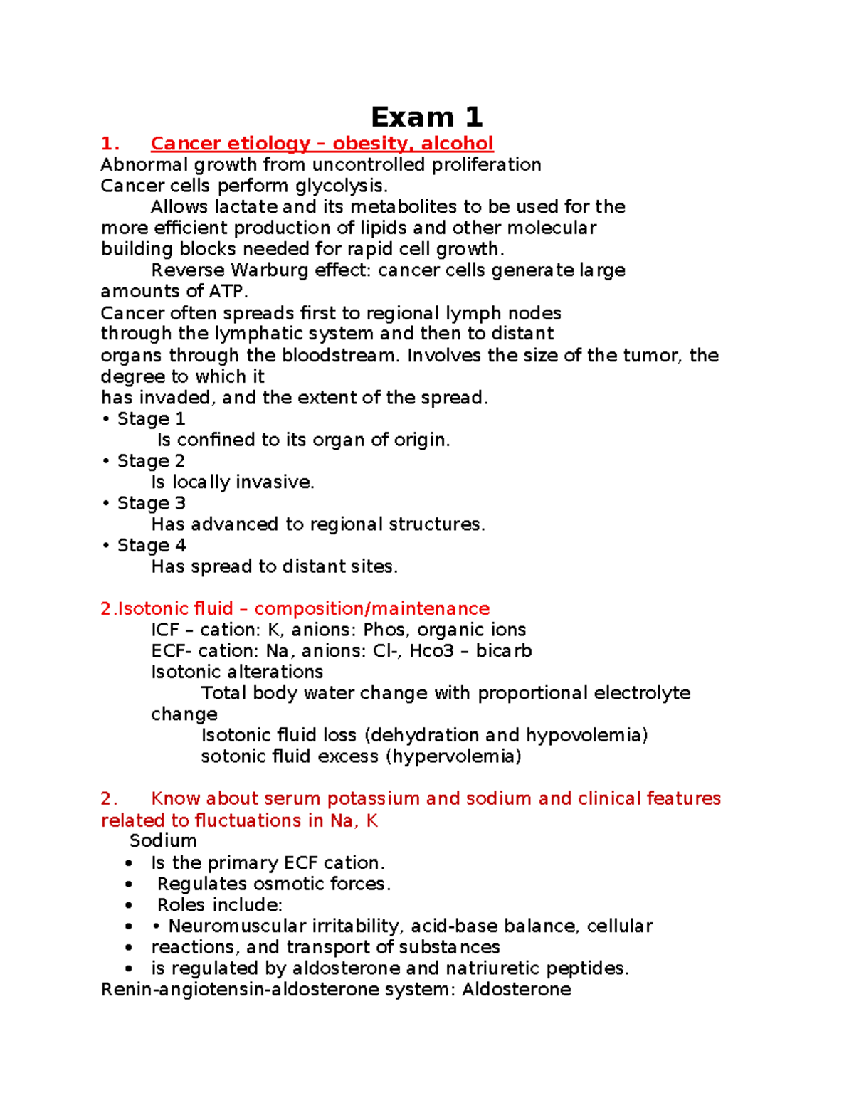 Exam 1 - Pathophysiology Study Guide: Key Concepts and Mechanisms - Studocu