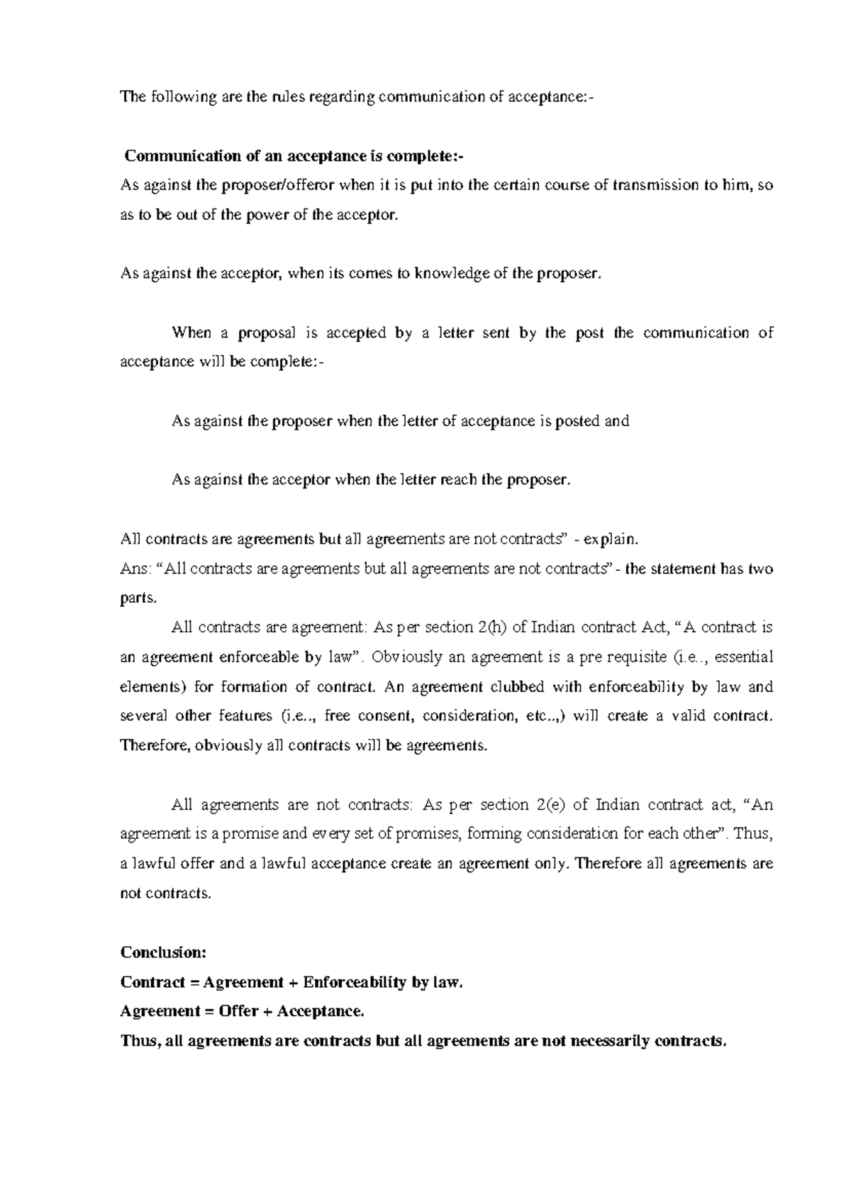 Business Law & Ethics Notes-2: Communication, Contracts & Quasi ...